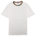 Burberry Check Trim Cotton T Shirt Chalk White