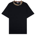 Burberry Check Trim Cotton T Shirt Black