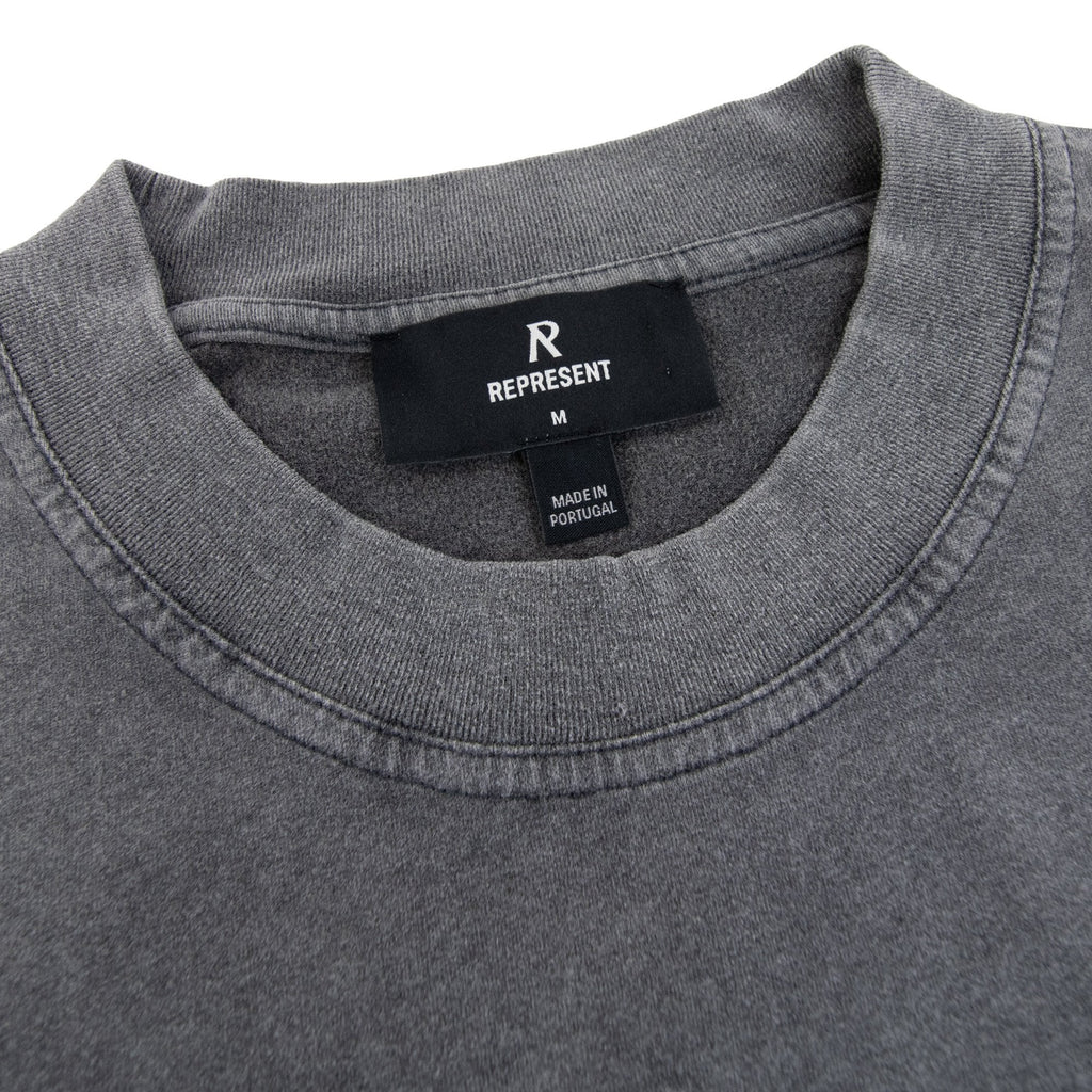 Represent Embroidered Serif Logo T Shirt Vintage Grey