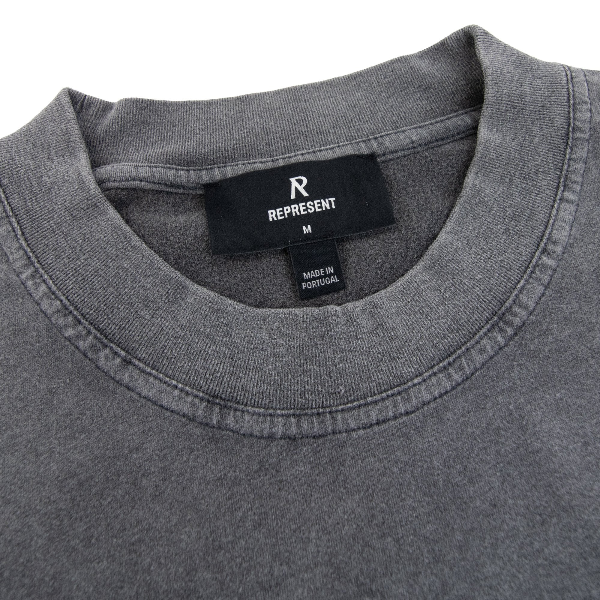 Represent Embroidered Serif Logo T Shirt Vintage Grey