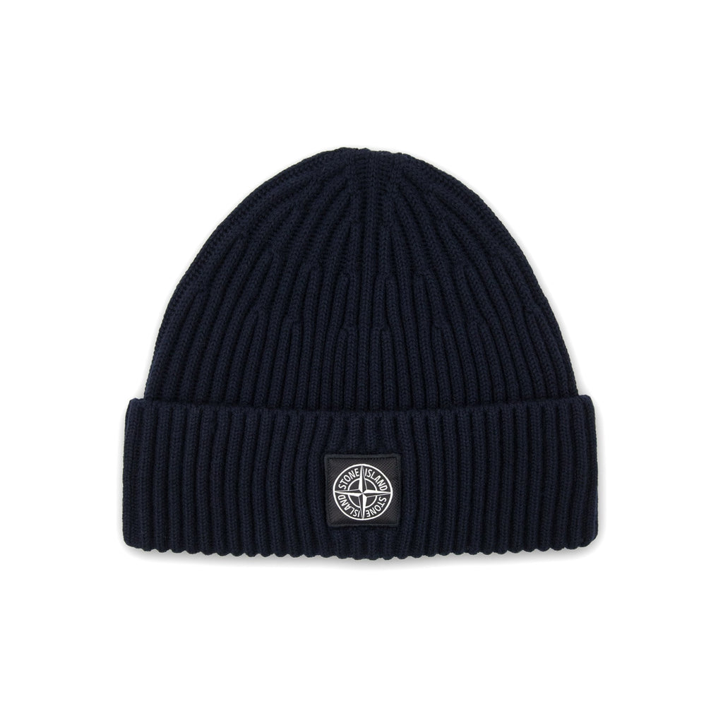 Stone Island N100002 Full Rib Wool Beanie Navy Blue V0020