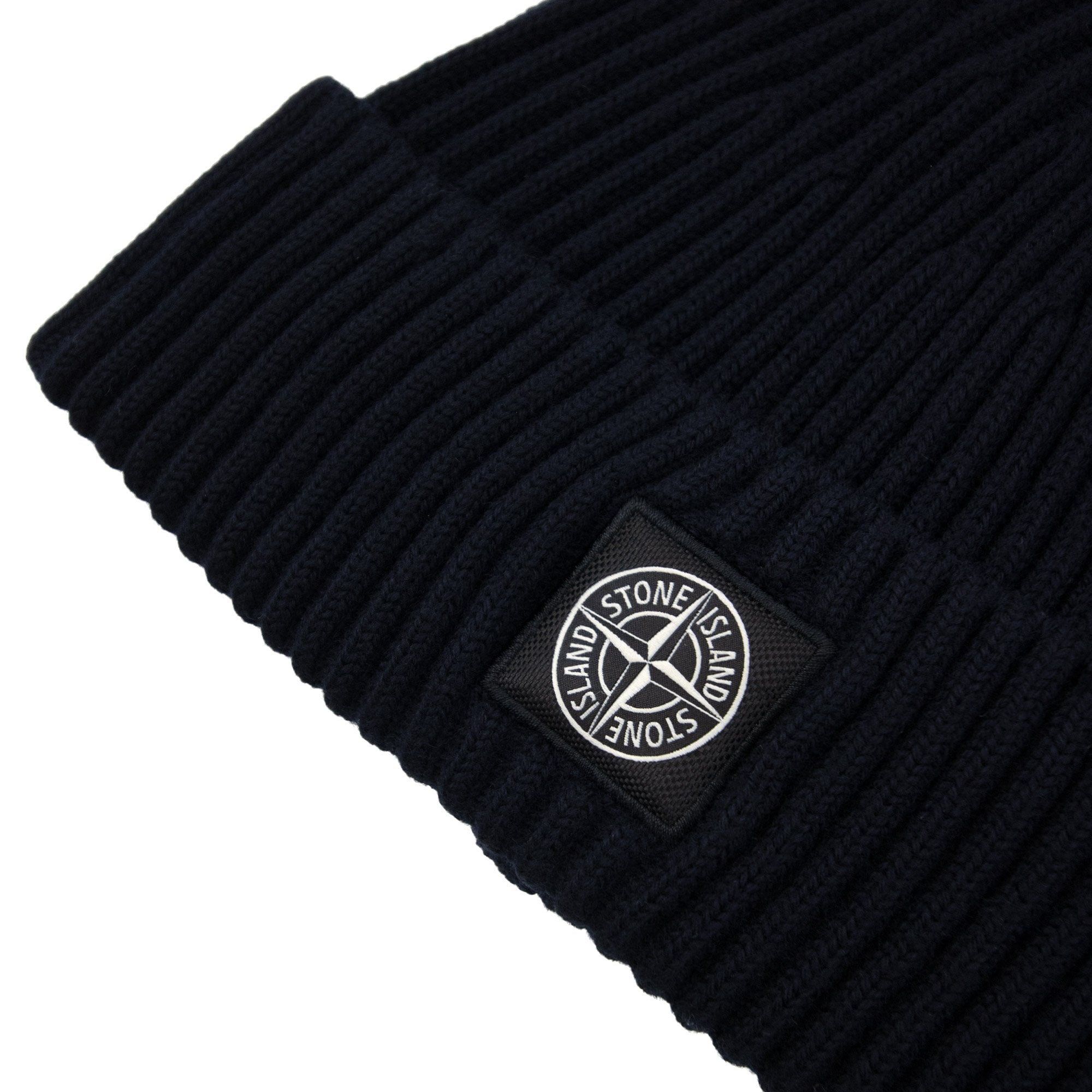 Stone Island N100002 Full Rib Wool Beanie Navy Blue V0020