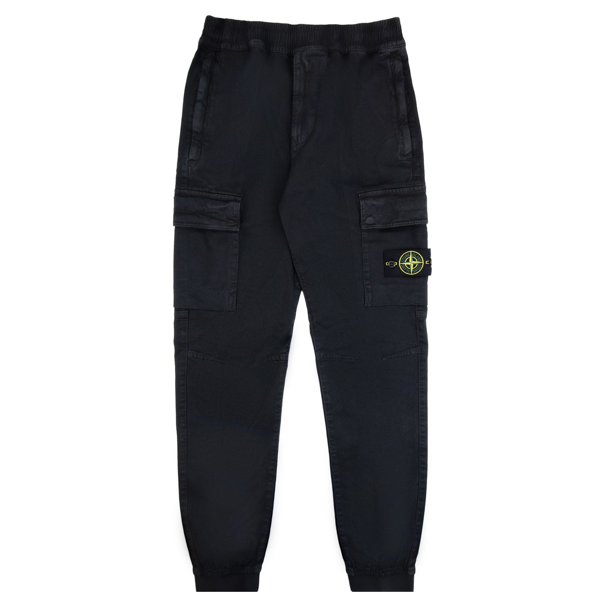 Stone Island 3100033 Stretch Organic Broken Twill Cotton Old Effect Cargo Trousers Black V0129