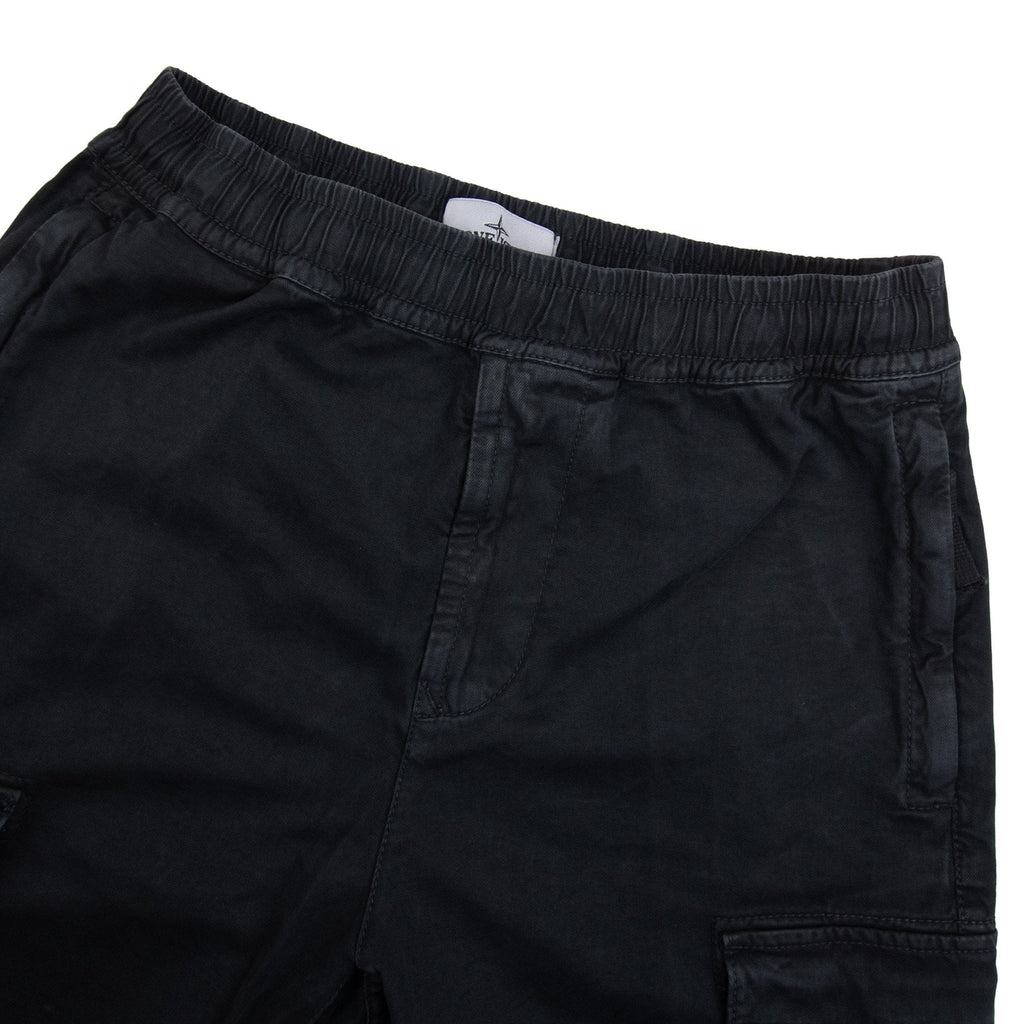 Stone Island 3100033 Stretch Organic Broken Twill Cotton Old Effect Cargo Trousers Black V0129