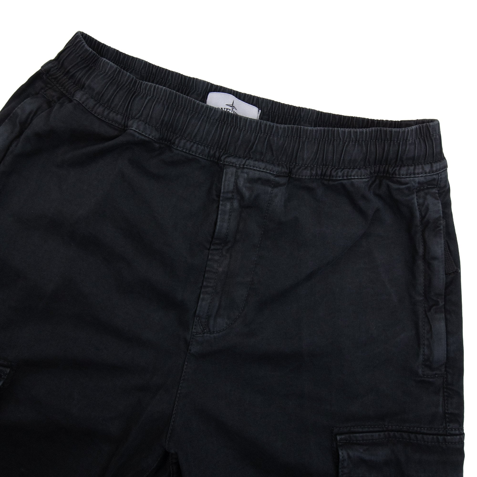 Stone Island 3100033 Stretch Organic Broken Twill Cotton Old Effect Cargo Trousers Black V0129