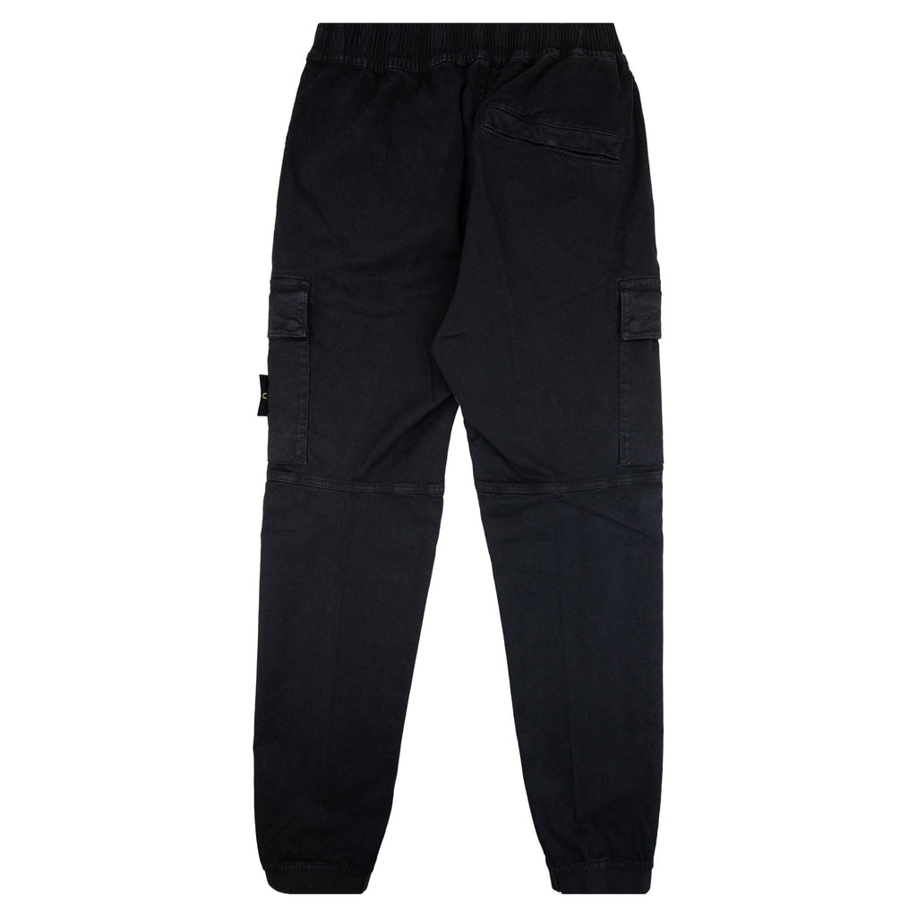 Stone Island 3100033 Stretch Organic Broken Twill Cotton Old Effect Cargo Trousers Black V0129
