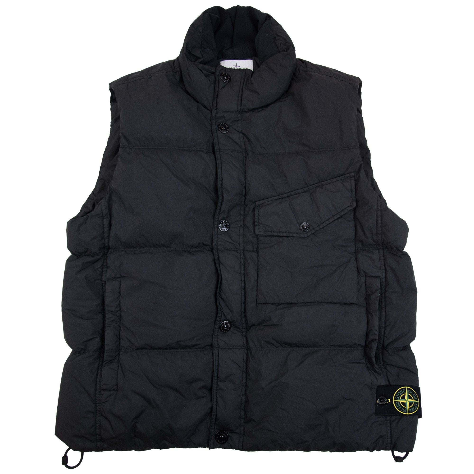 Stone Island G100003 Crinkle Reps Down Vest With Wind Resistance And Zip Pockets Black V0029