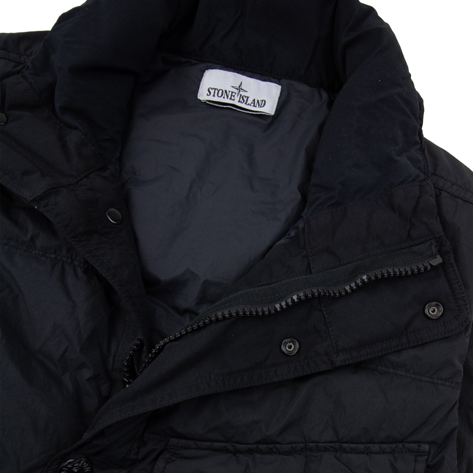 Stone Island G100003 Crinkle Reps Down Vest With Wind Resistance And Zip Pockets Black V0029