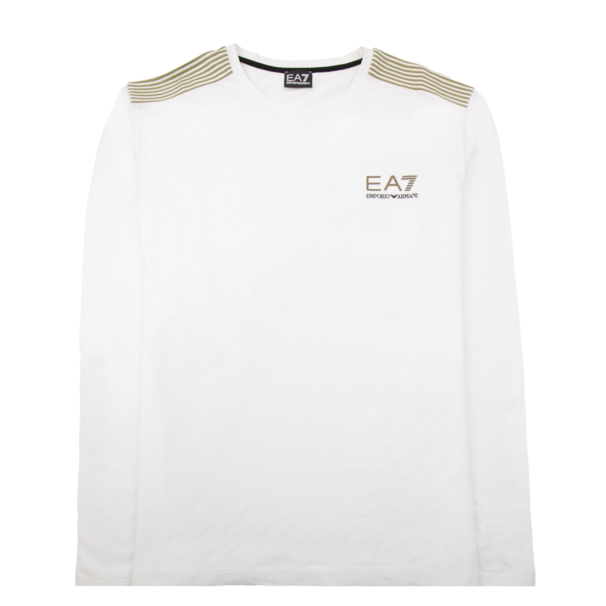 Ea7 Train Core Lux Shoulder Stripe T Shirt White/gold
