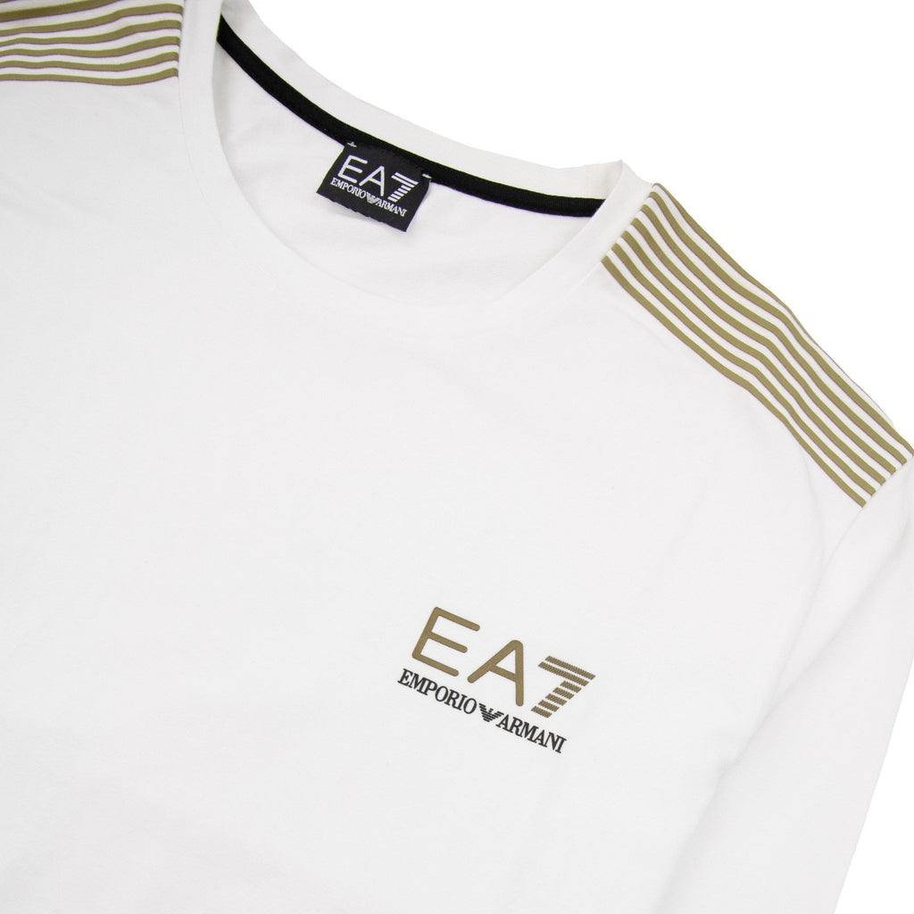 Ea7 Train Core Lux Shoulder Stripe T Shirt White/gold