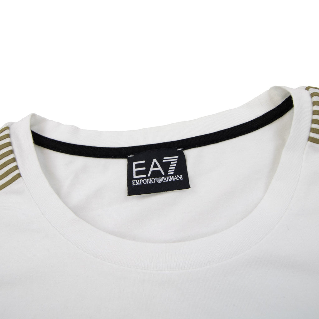 Ea7 Train Core Lux Shoulder Stripe T Shirt White/gold