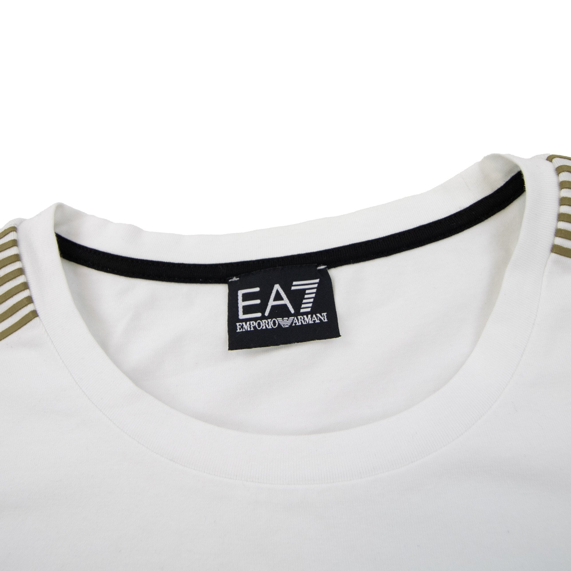 Ea7 Train Core Lux Shoulder Stripe T Shirt White/gold