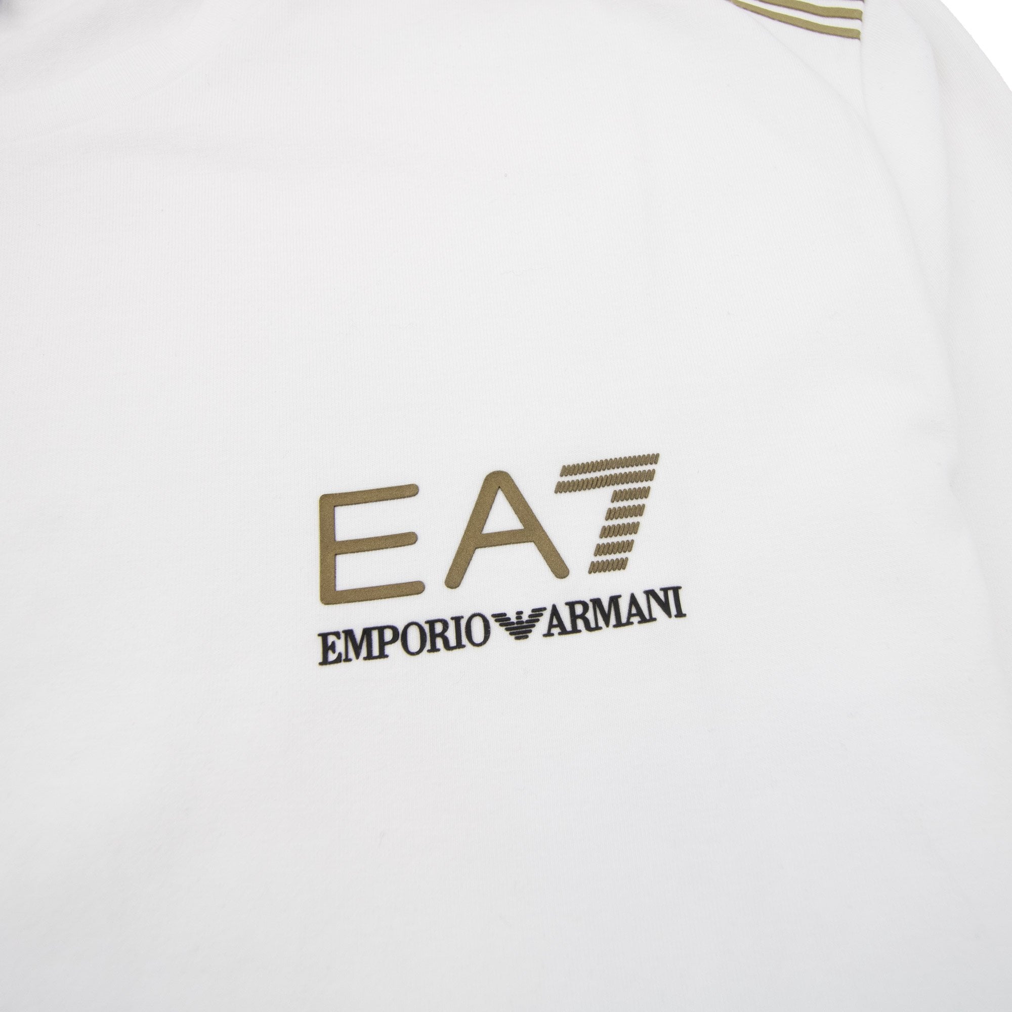 Ea7 Train Core Lux Shoulder Stripe T Shirt White/gold