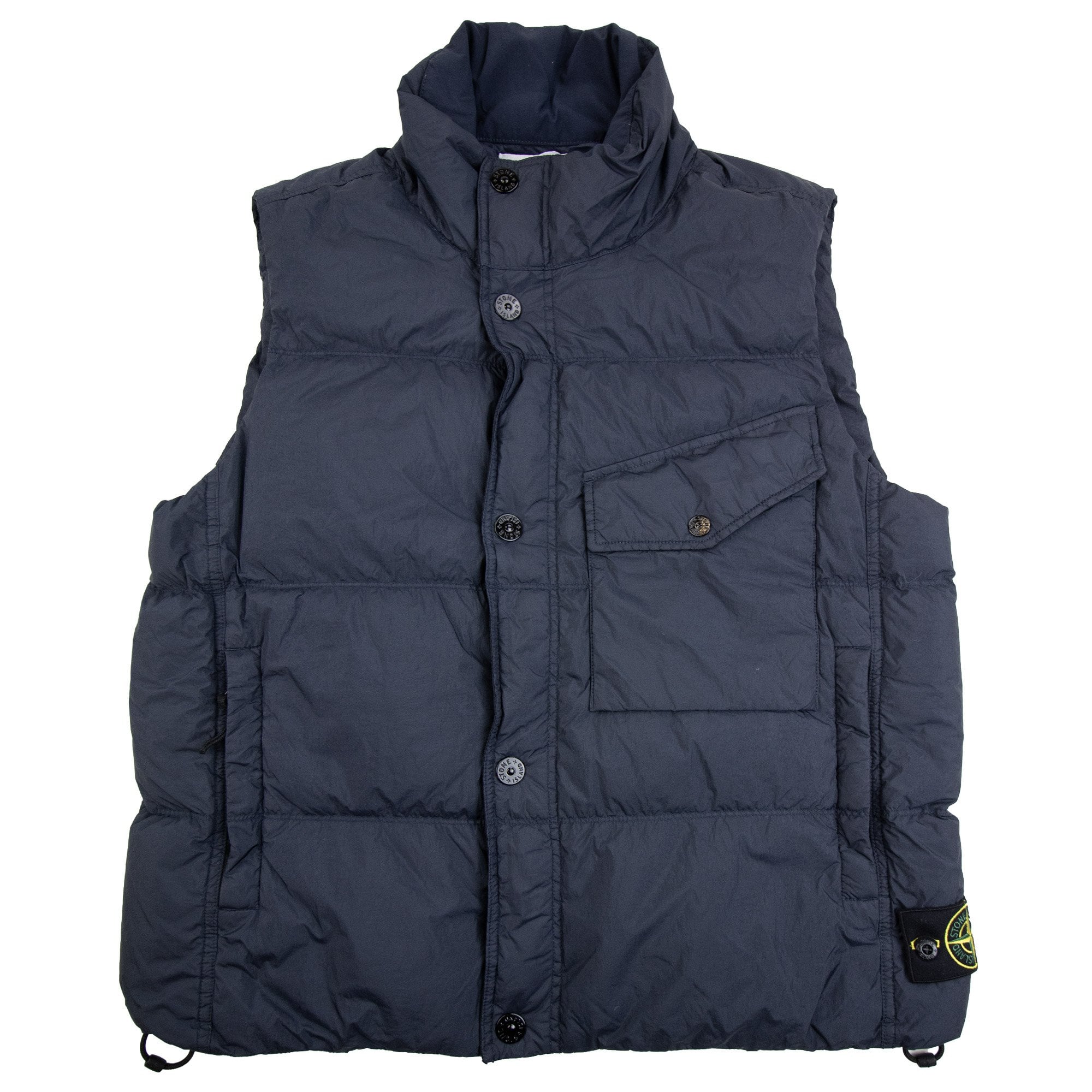 Stone Island G100003 Crinkle Reps Down Vest With Wind Resistance And Zip Pockets Navy V0020