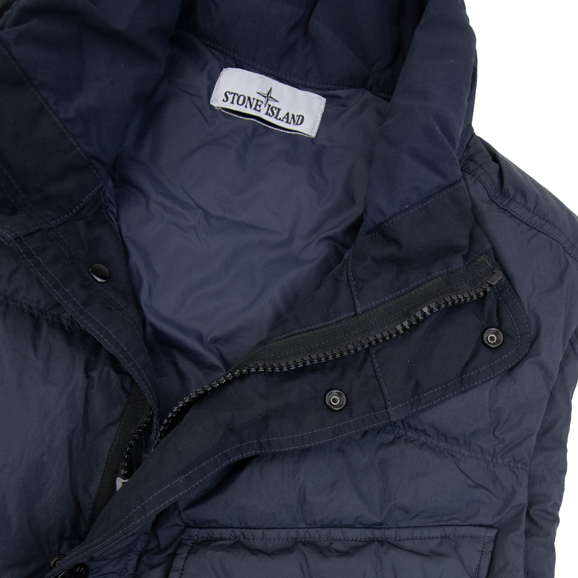 Stone Island G100003 Crinkle Reps Down Vest With Wind Resistance And Zip Pockets Navy V0020