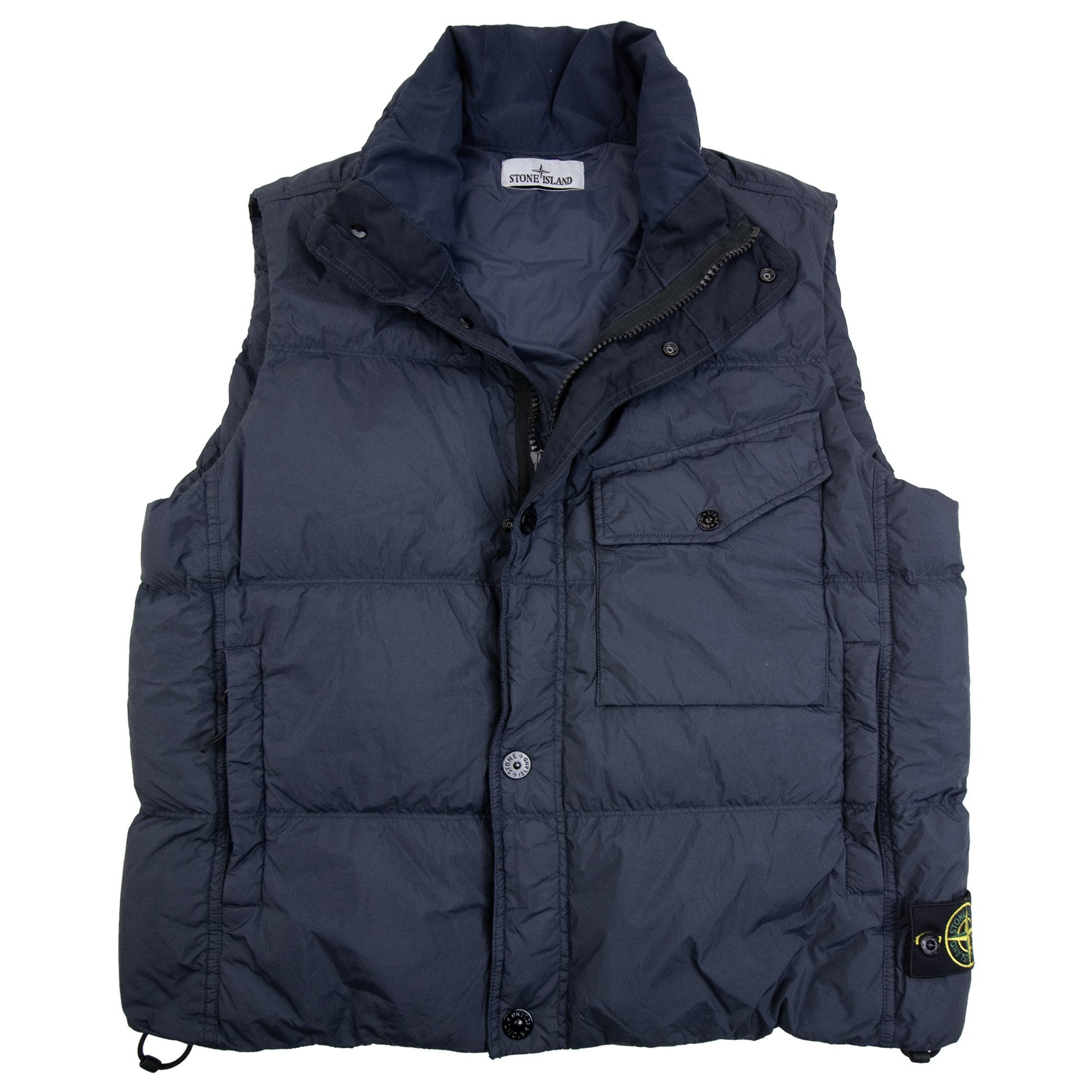 Stone Island G100003 Crinkle Reps Down Vest With Wind Resistance And Zip Pockets Navy V0020