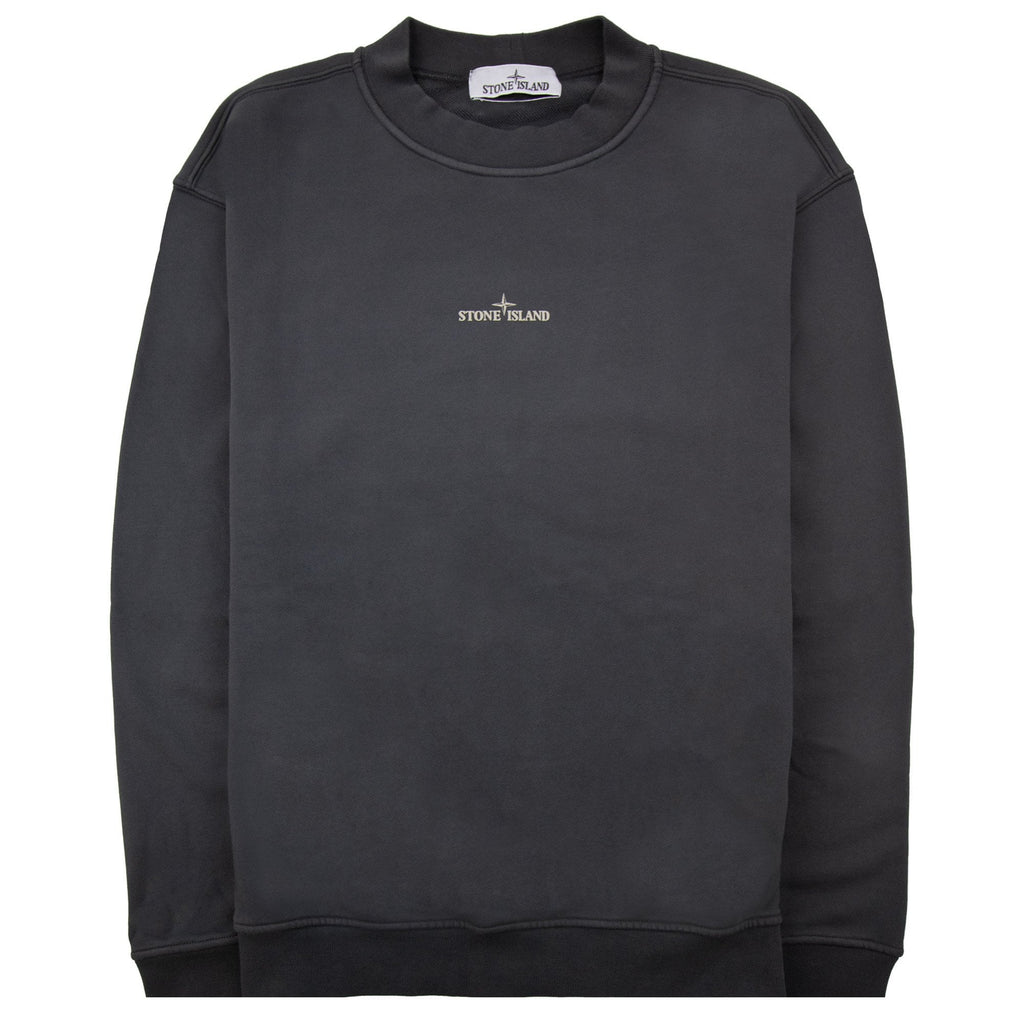 Stone Island 6100018 Oversized-fit Crewneck Sweatshirt With Industrial Four Print Lead Grey V0062