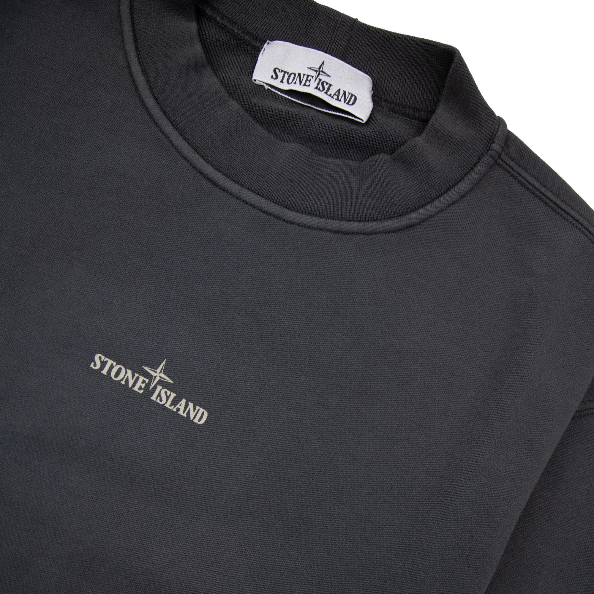 Stone Island 6100018 Oversized-fit Crewneck Sweatshirt With Industrial Four Print Lead Grey V0062