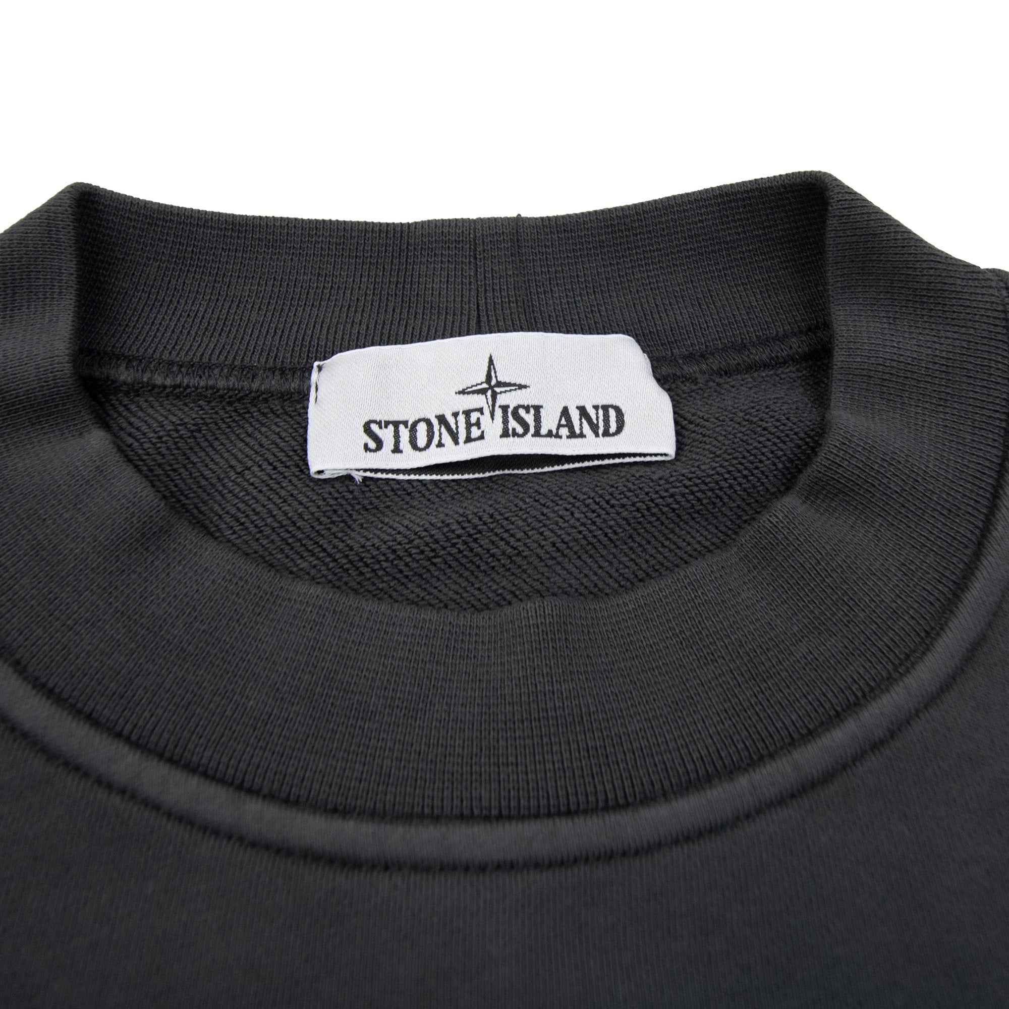 Stone Island 6100018 Oversized-fit Crewneck Sweatshirt With Industrial Four Print Lead Grey V0062