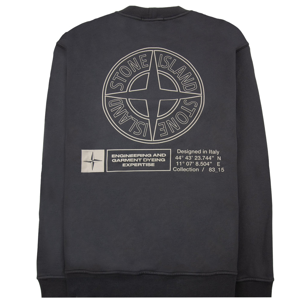 Stone Island 6100018 Oversized-fit Crewneck Sweatshirt With Industrial Four Print Lead Grey V0062