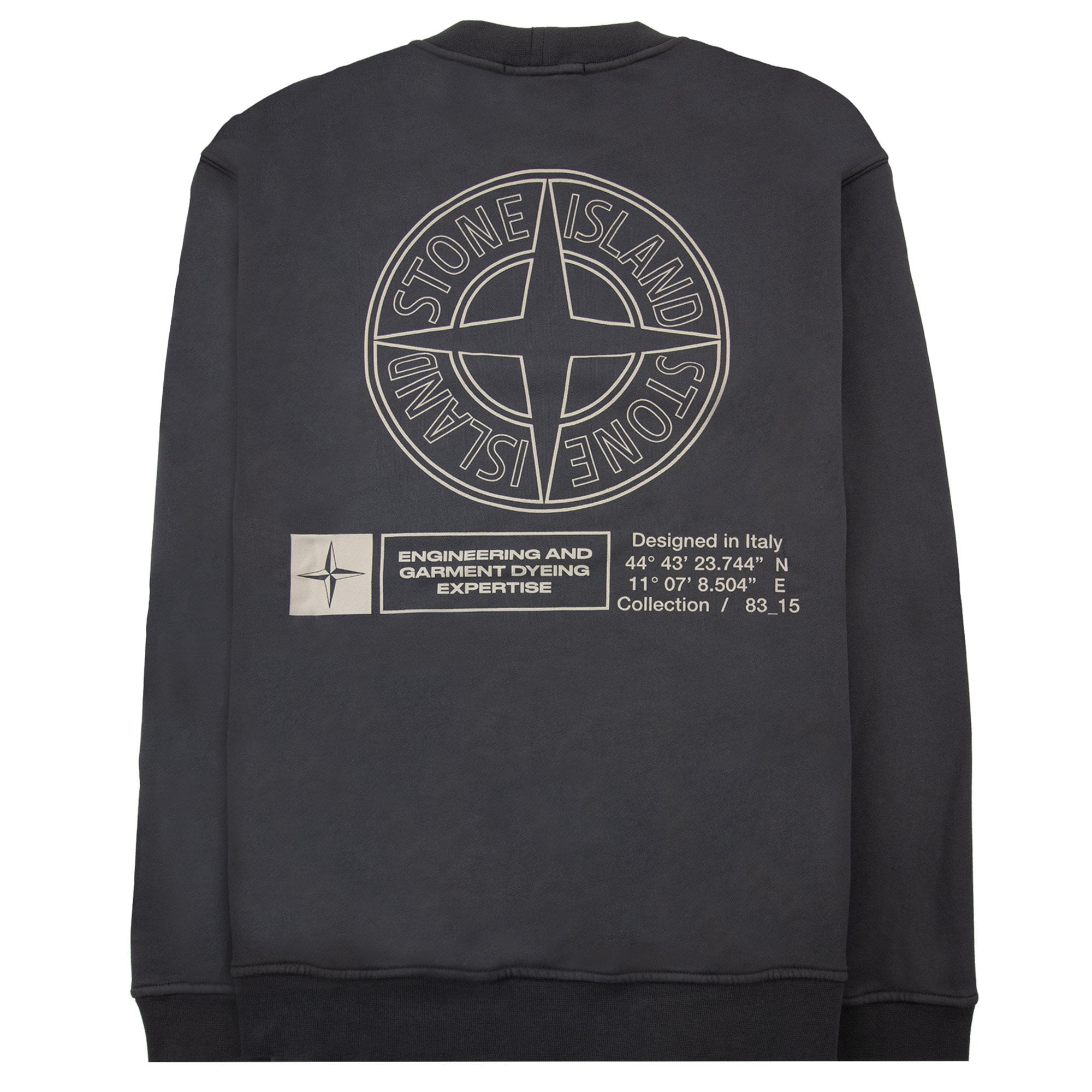 Stone Island 6100018 Oversized-fit Crewneck Sweatshirt With Industrial Four Print Lead Grey V0062