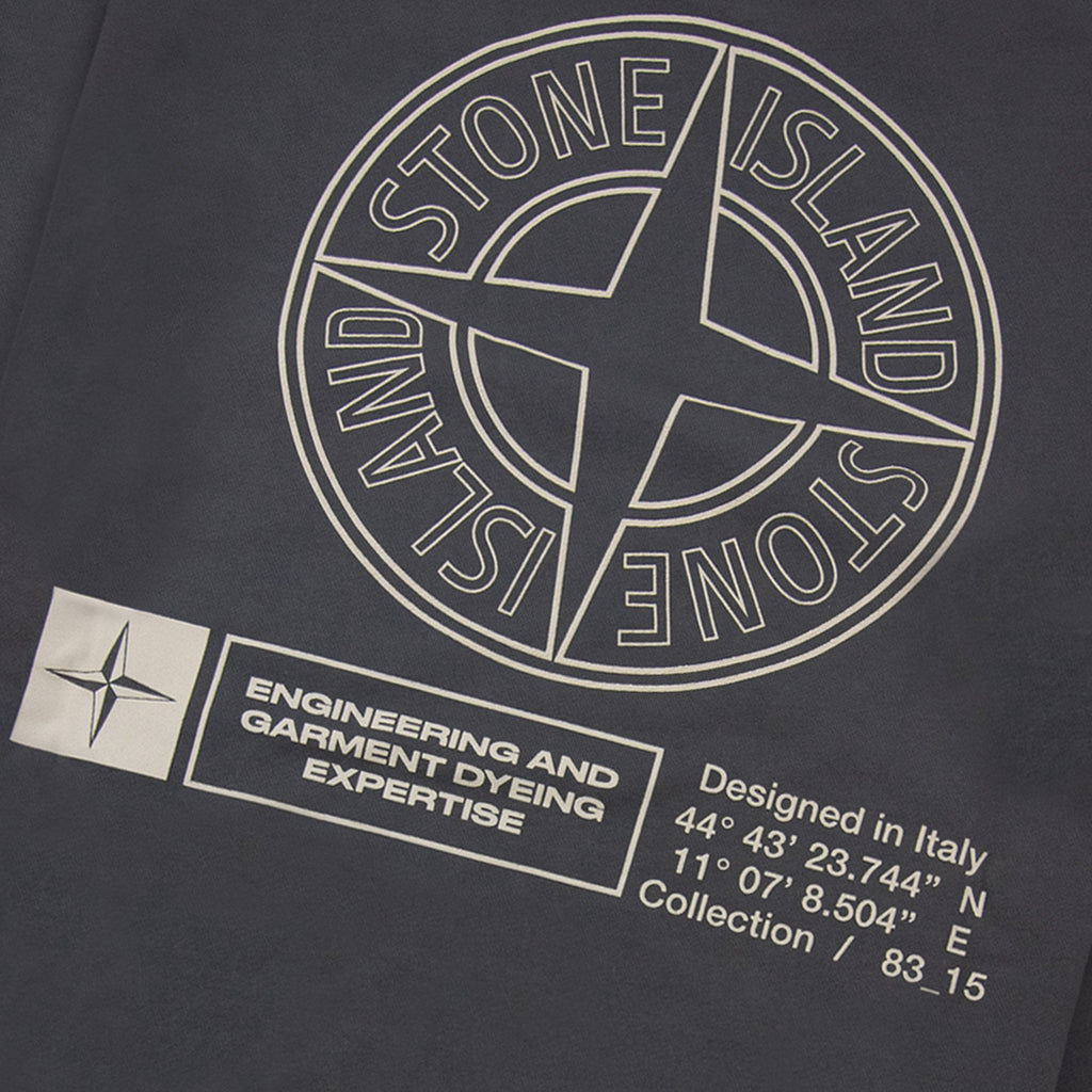 Stone Island 6100018 Oversized-fit Crewneck Sweatshirt With Industrial Four Print Lead Grey V0062