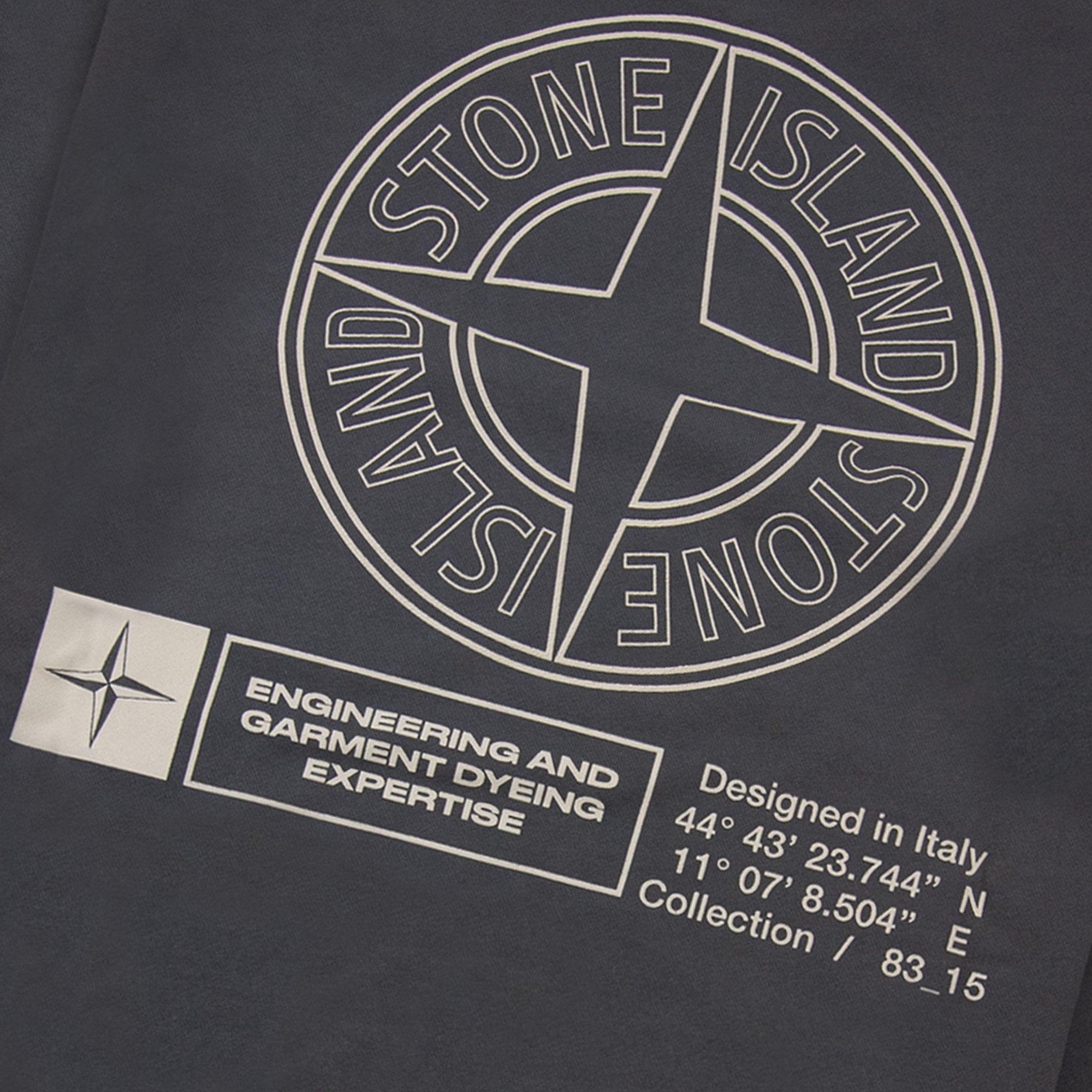 Stone Island 6100018 Oversized-fit Crewneck Sweatshirt With Industrial Four Print Lead Grey V0062