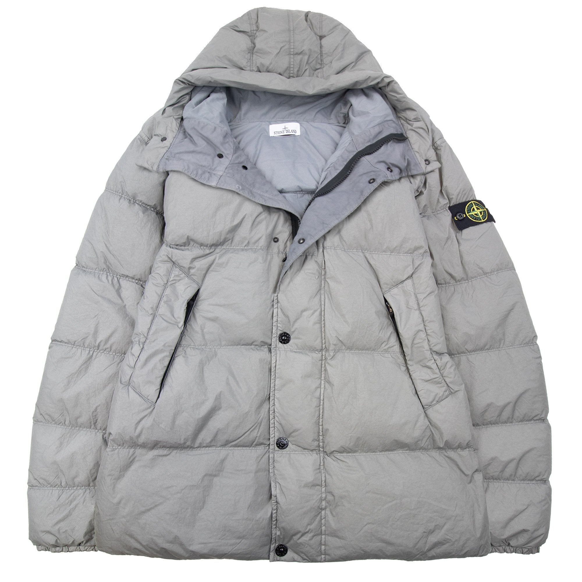 Stone Island 4100012 Crinkle Hooded Down Parka With Wind Resistance Cement V006b