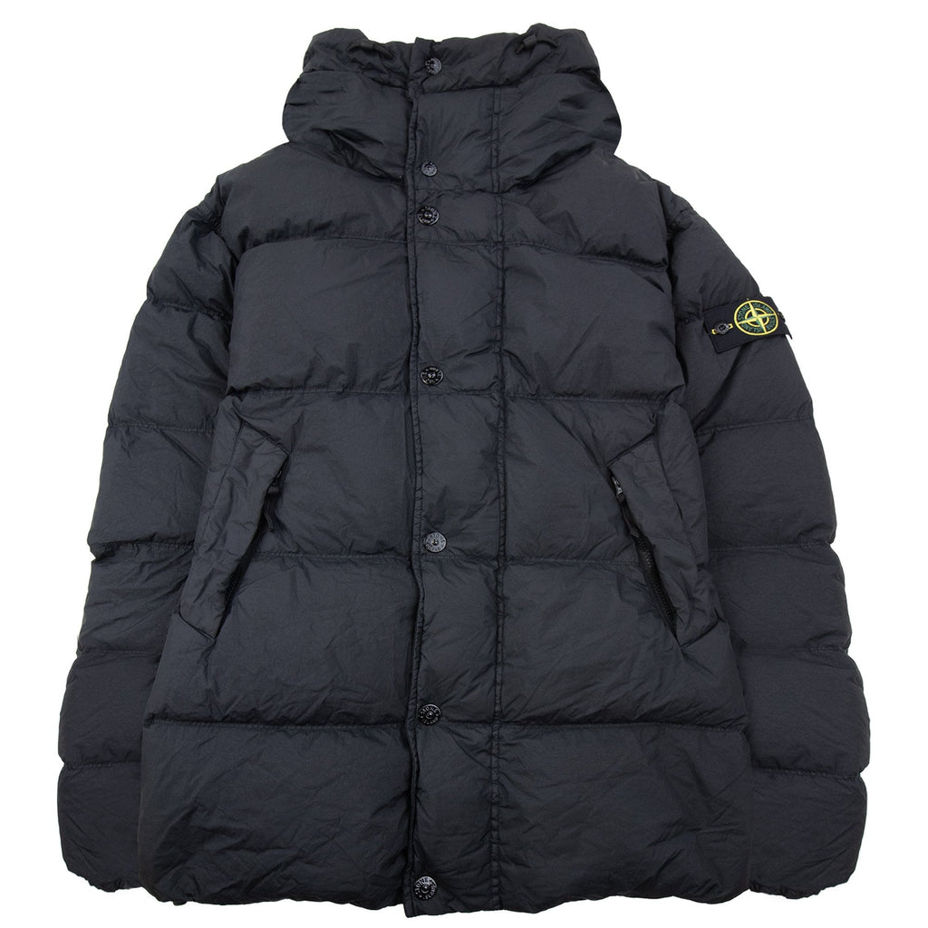 Stone Island 4100012 Crinkle Hooded Down Parka With Wind Resistance Black V0029