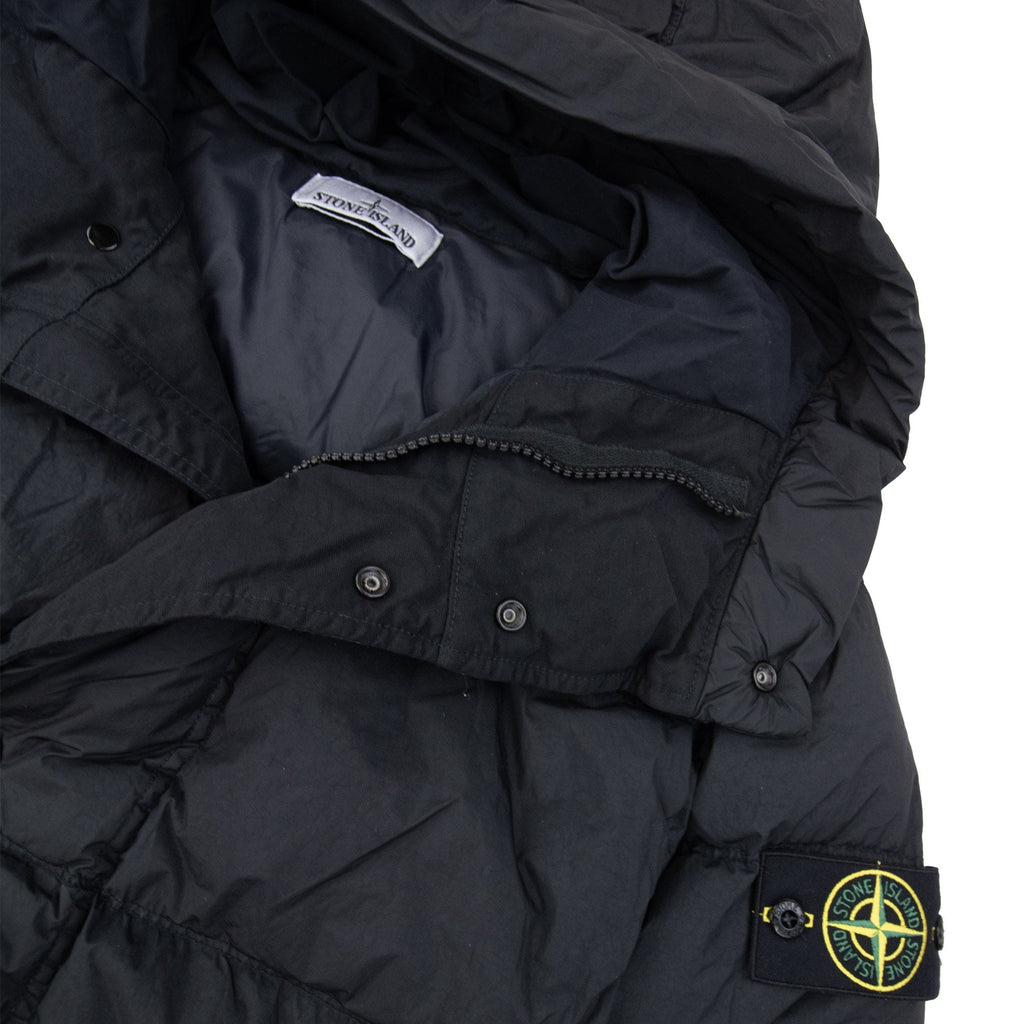 Stone Island 4100012 Crinkle Hooded Down Parka With Wind Resistance Black V0029