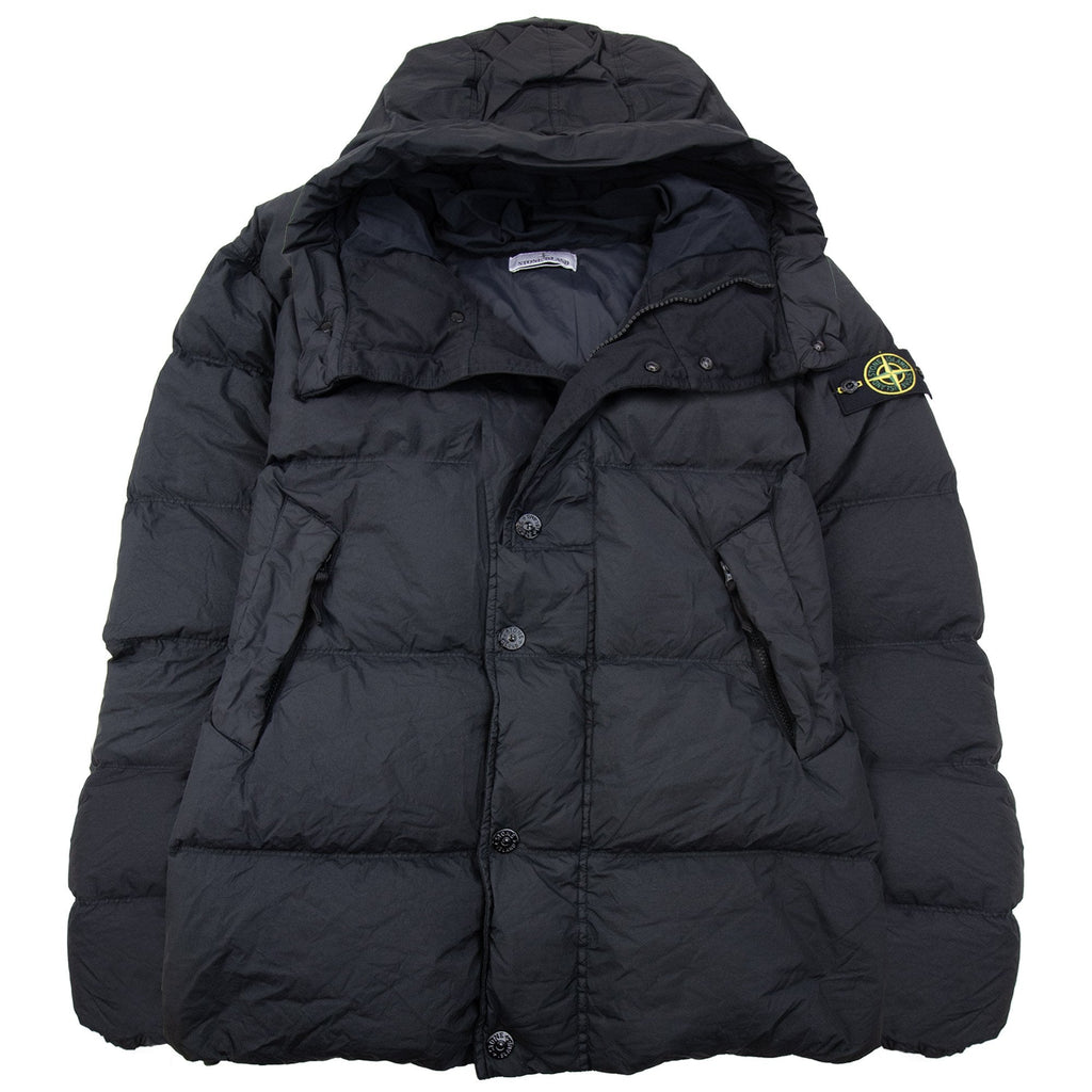 Stone Island 4100012 Crinkle Hooded Down Parka With Wind Resistance Black V0029