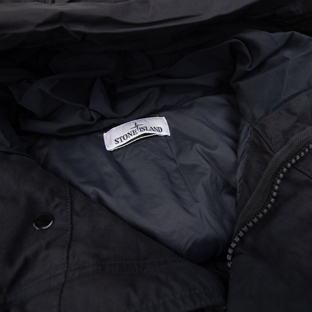 Stone Island 4100012 Crinkle Hooded Down Parka With Wind Resistance Black V0029