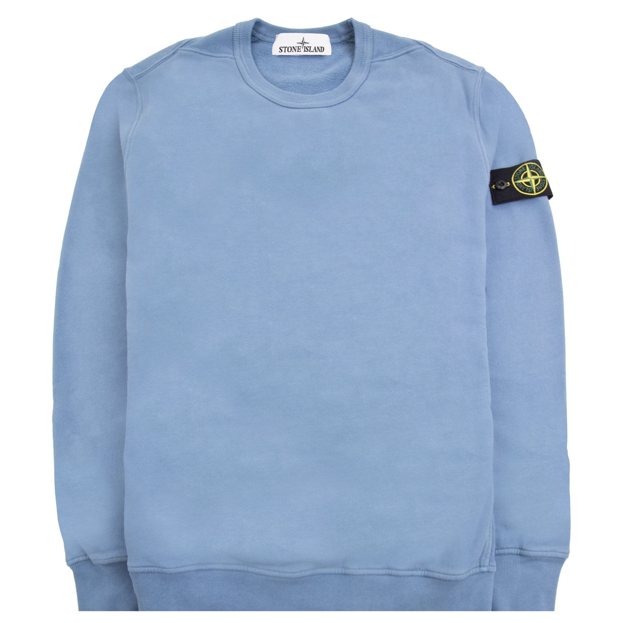 Stone Island 62420 Brushed Cotton Fleece Crewneck Sweatshirt Sky Blue V002b