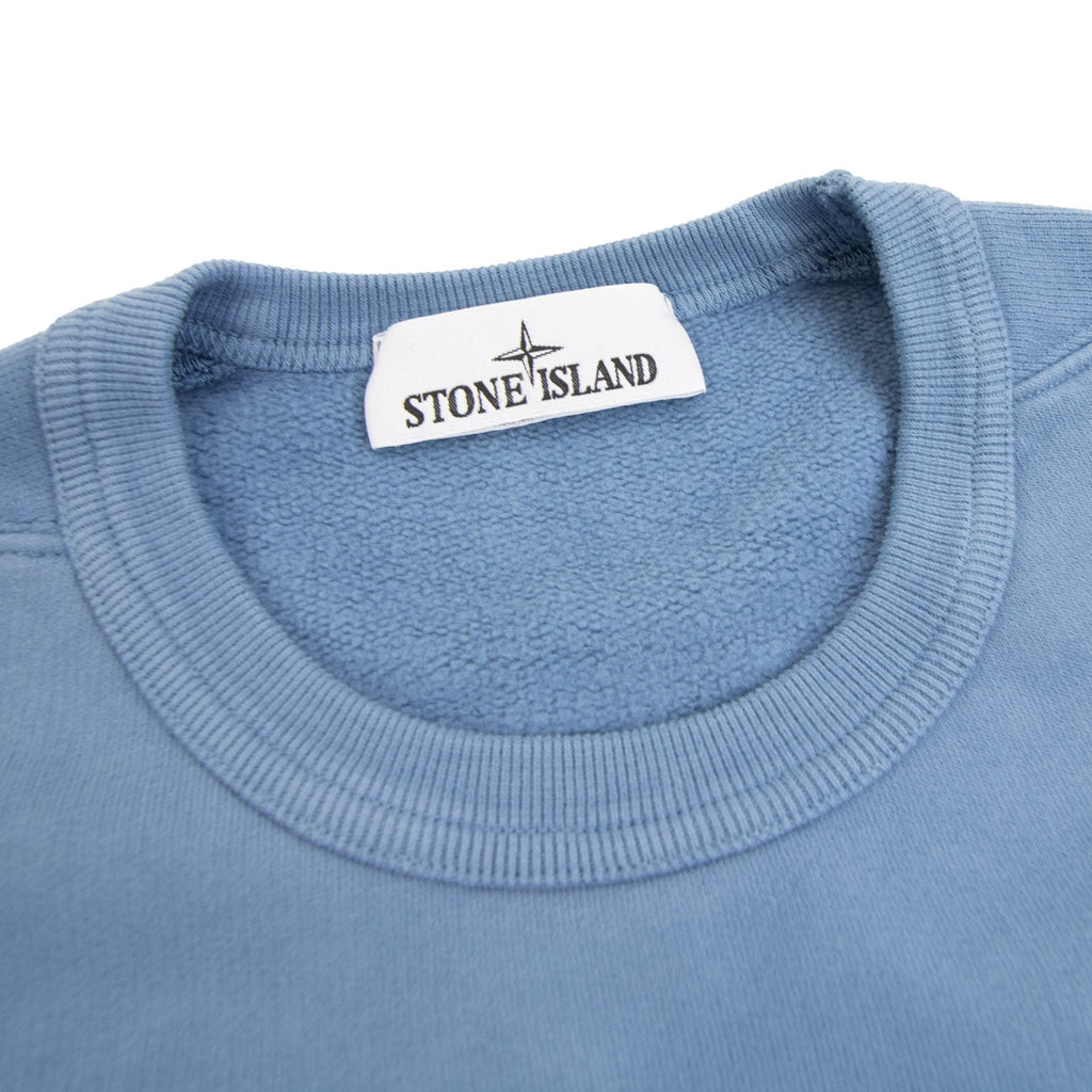 Stone Island 62420 Brushed Cotton Fleece Crewneck Sweatshirt Sky Blue V002b