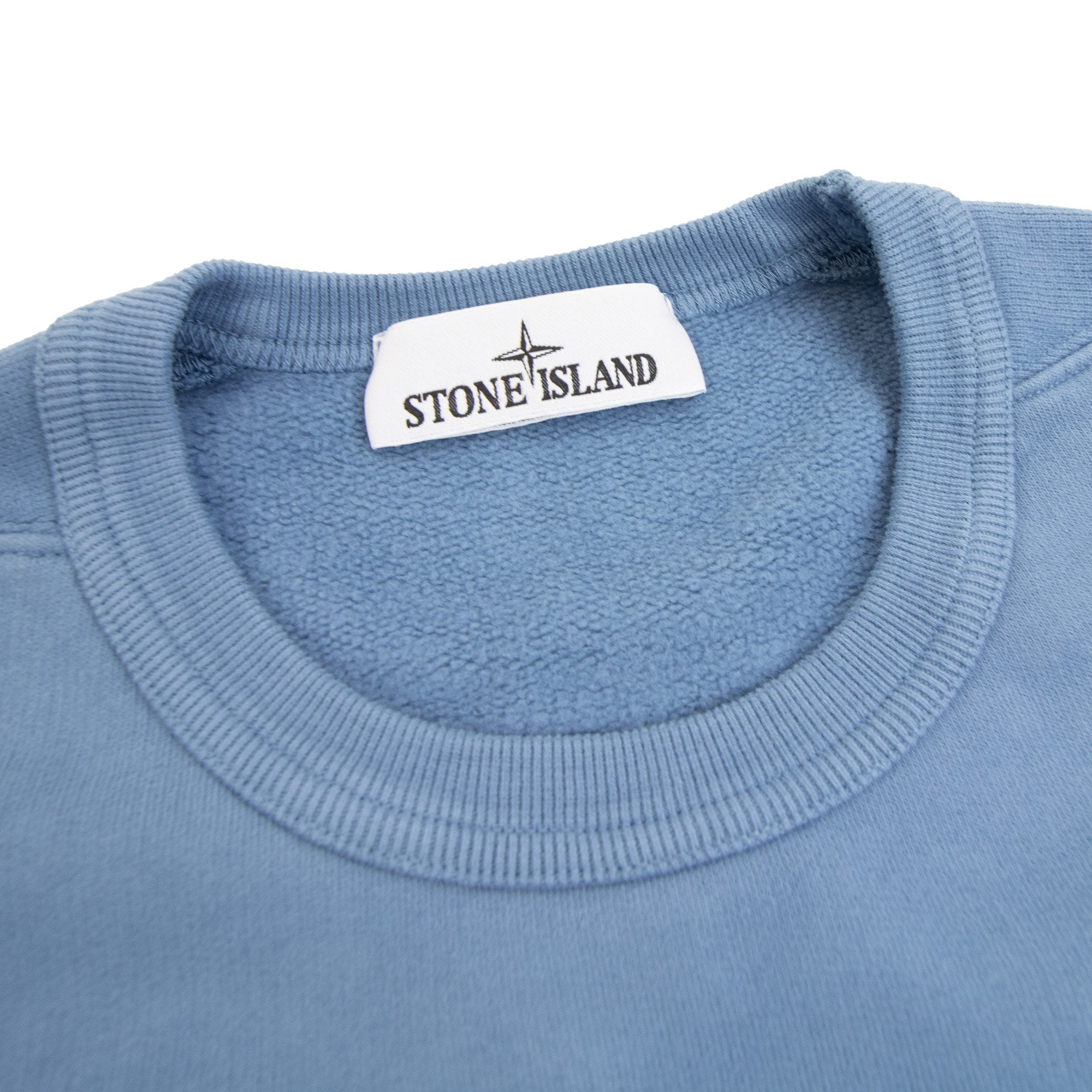 Stone Island 62420 Brushed Cotton Fleece Crewneck Sweatshirt Sky Blue V002b