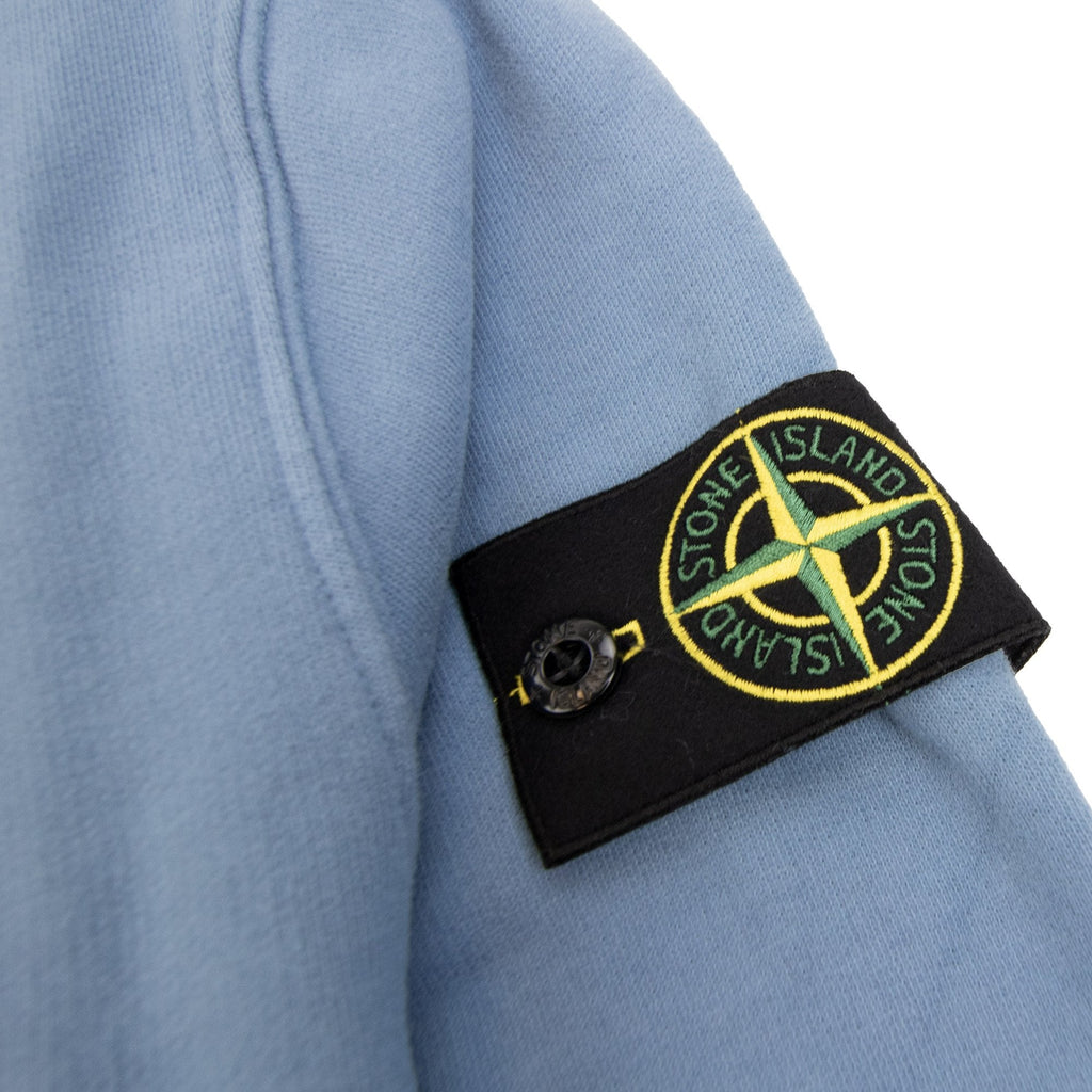 Stone Island 62420 Brushed Cotton Fleece Crewneck Sweatshirt Sky Blue V002b
