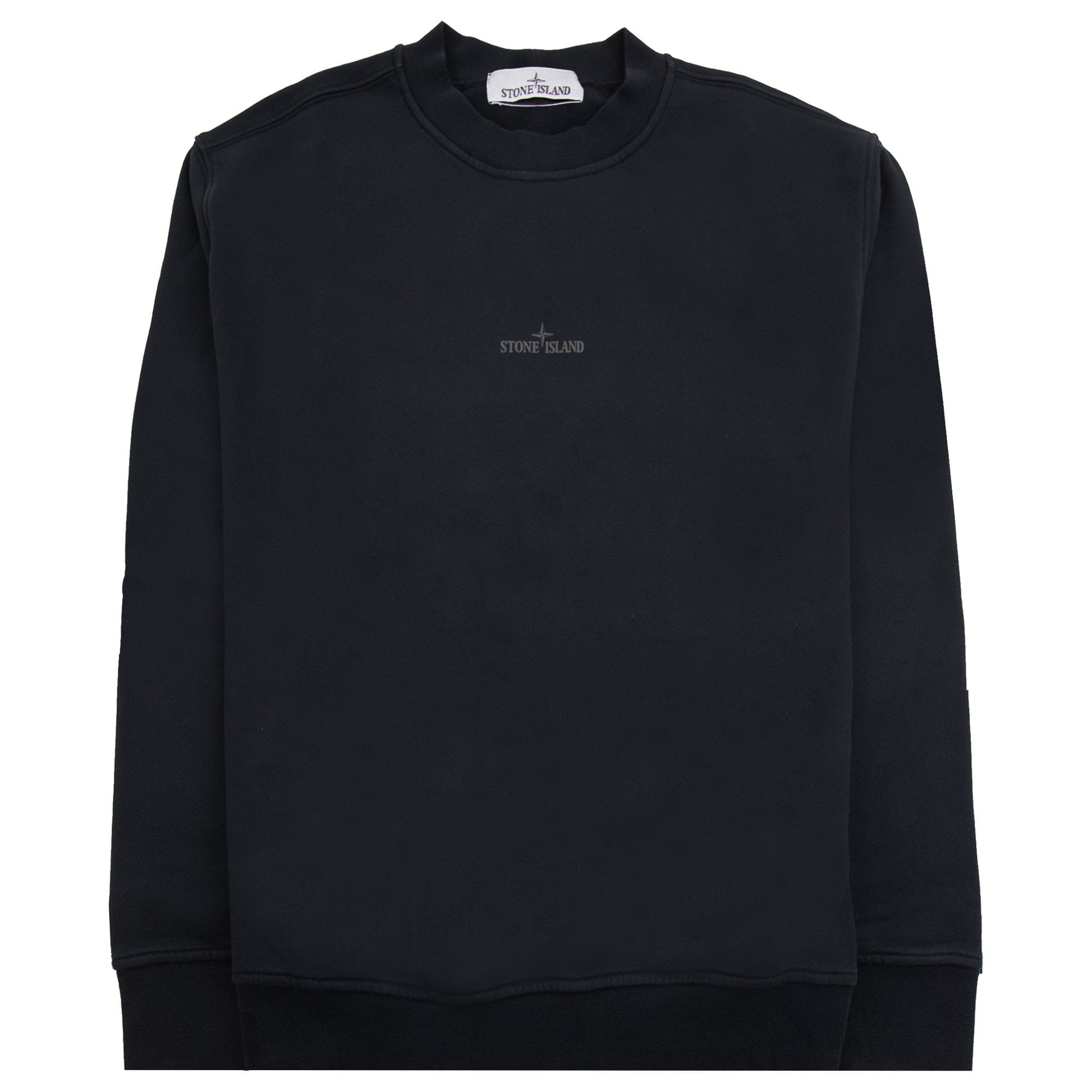 Stone Island 6100018 Oversized-fit Crewneck Sweatshirt With Industrial Four Print Black V0029