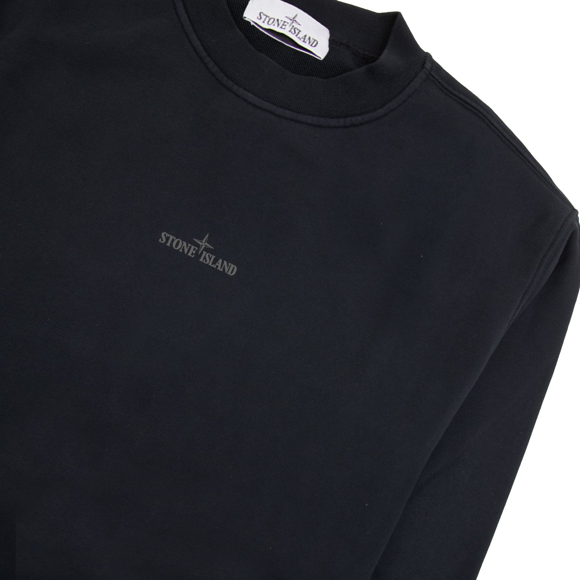 Stone Island 6100018 Oversized-fit Crewneck Sweatshirt With Industrial Four Print Black V0029