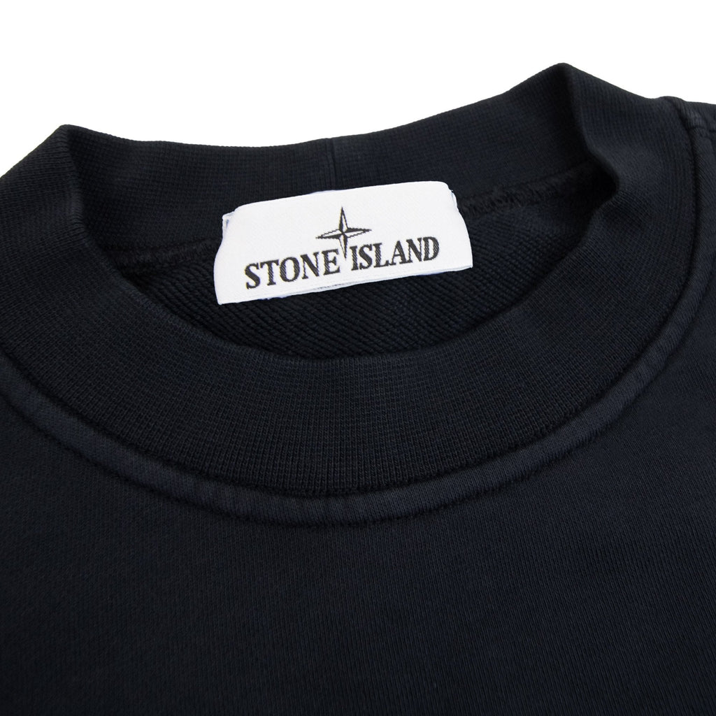 Stone Island 6100018 Oversized-fit Crewneck Sweatshirt With Industrial Four Print Black V0029