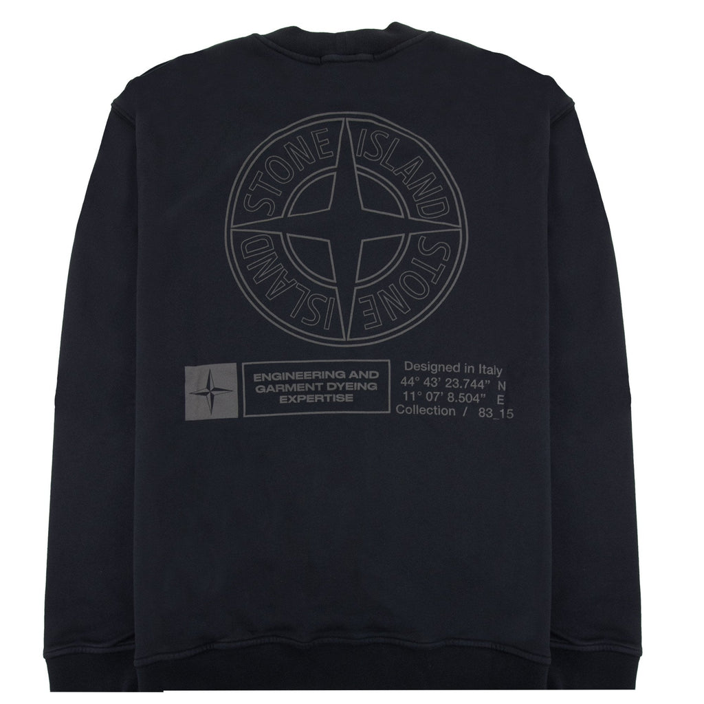 Stone Island 6100018 Oversized-fit Crewneck Sweatshirt With Industrial Four Print Black V0029