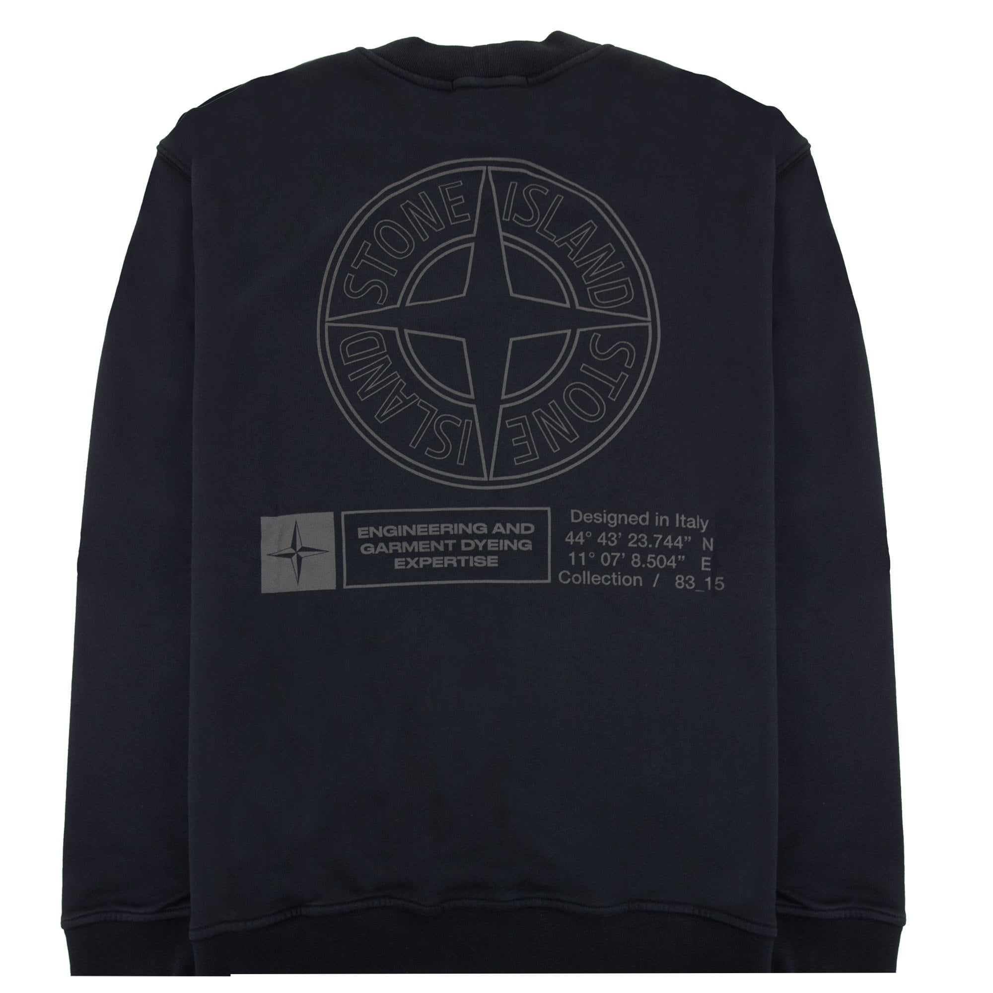 Stone Island 6100018 Oversized-fit Crewneck Sweatshirt With Industrial Four Print Black V0029