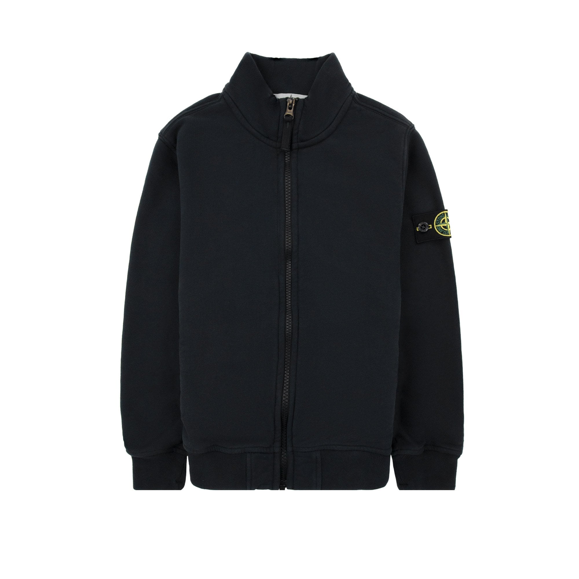 Stone Island Junior 6100002 Organic Fleece Zip Up Track Jacket Black V0029