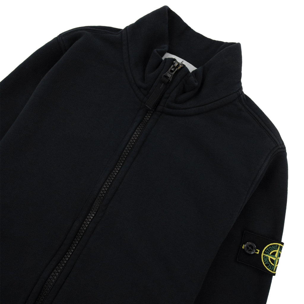 Stone Island Junior 6100002 Organic Fleece Zip Up Track Jacket Black V0029