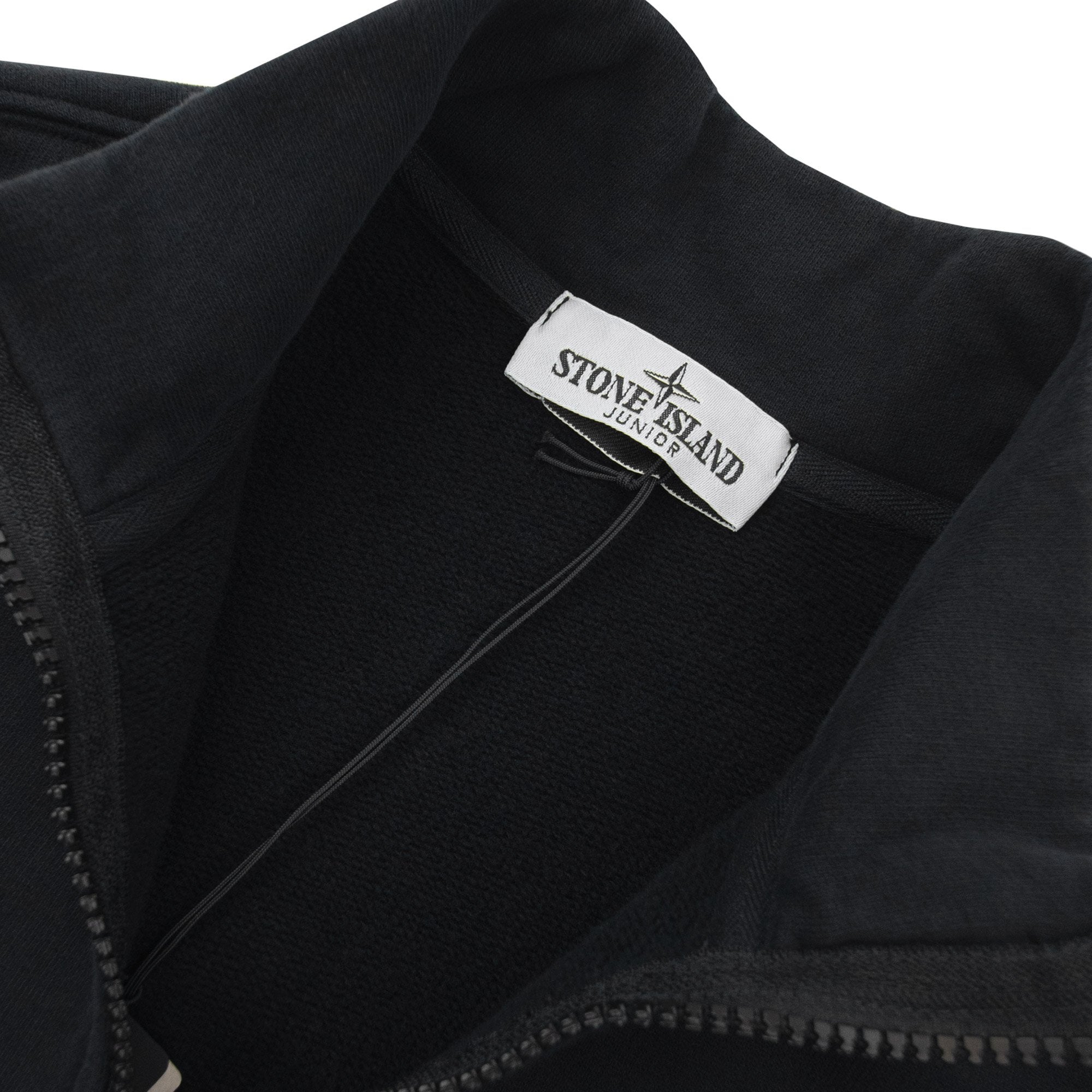 Stone Island Junior 6100002 Organic Fleece Zip Up Track Jacket Black V0029