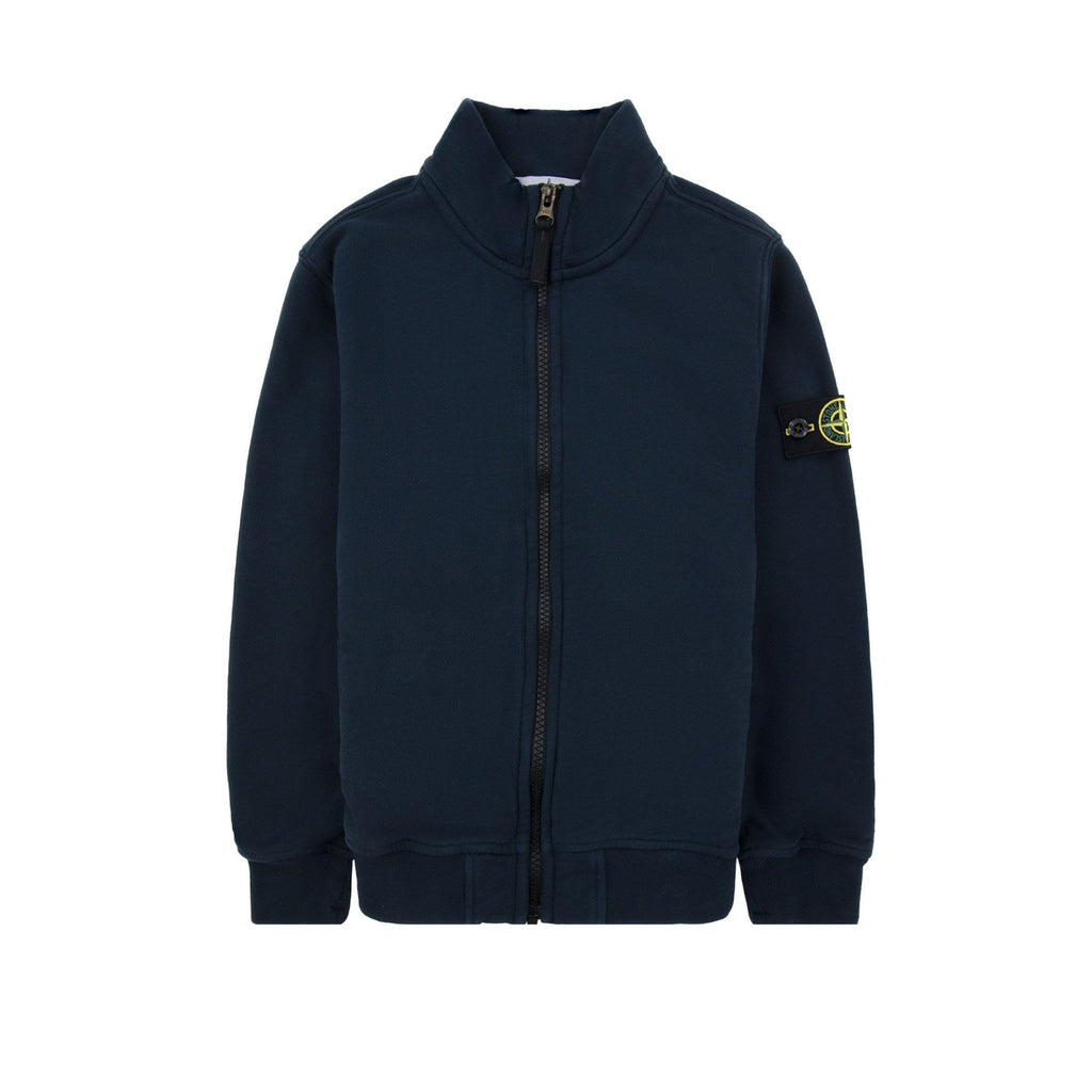 Stone Island Junior 6100002 Organic Fleece Zip Up Track Jacket Navy V0020