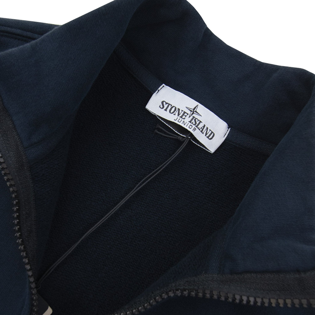 Stone Island Junior 6100002 Organic Fleece Zip Up Track Jacket Navy V0020