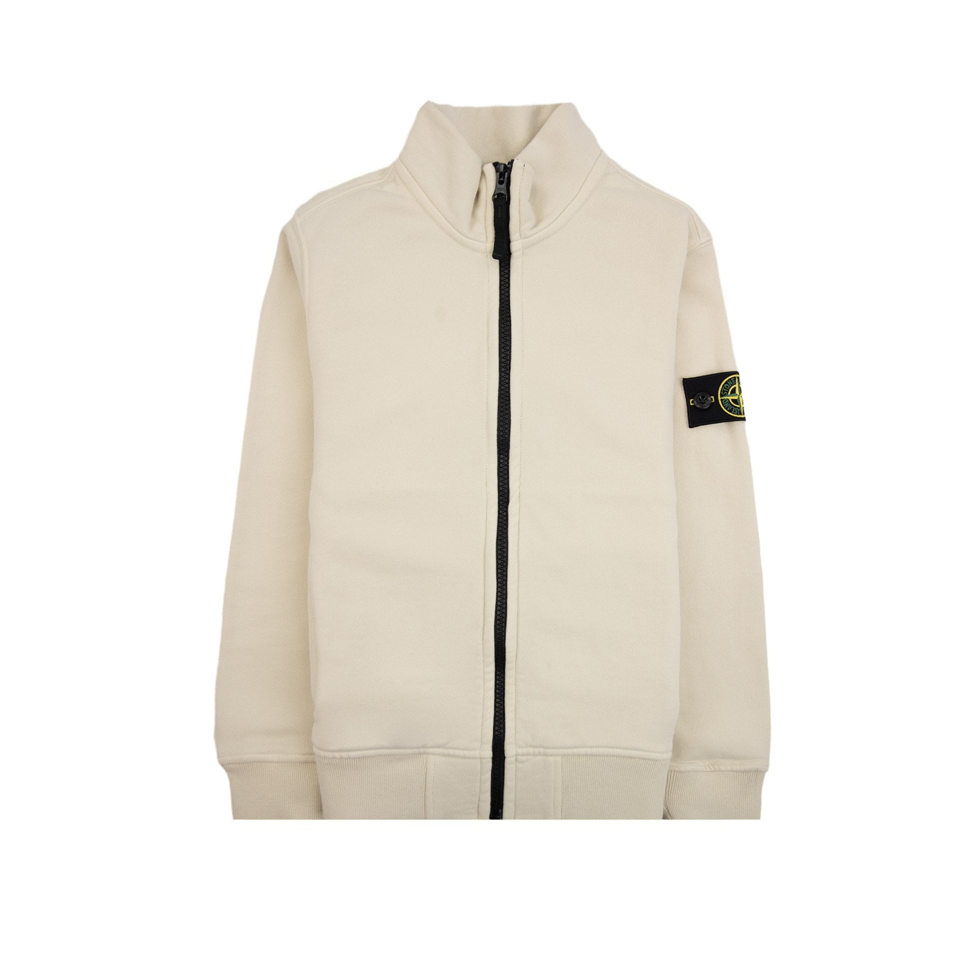 Stone Island Junior 6100002 Organic Fleece Zip Up Track Jacket Ivory V0093