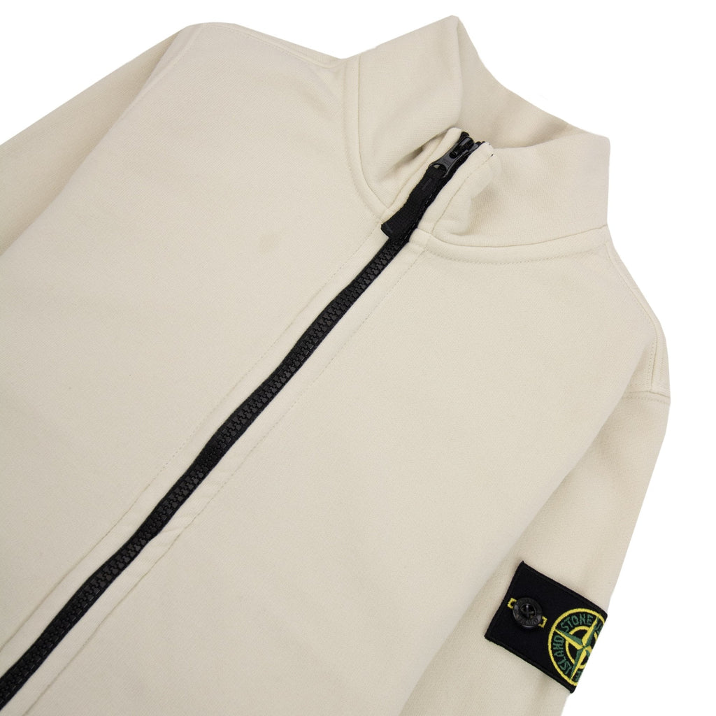 Stone Island Junior 6100002 Organic Fleece Zip Up Track Jacket Ivory V0093