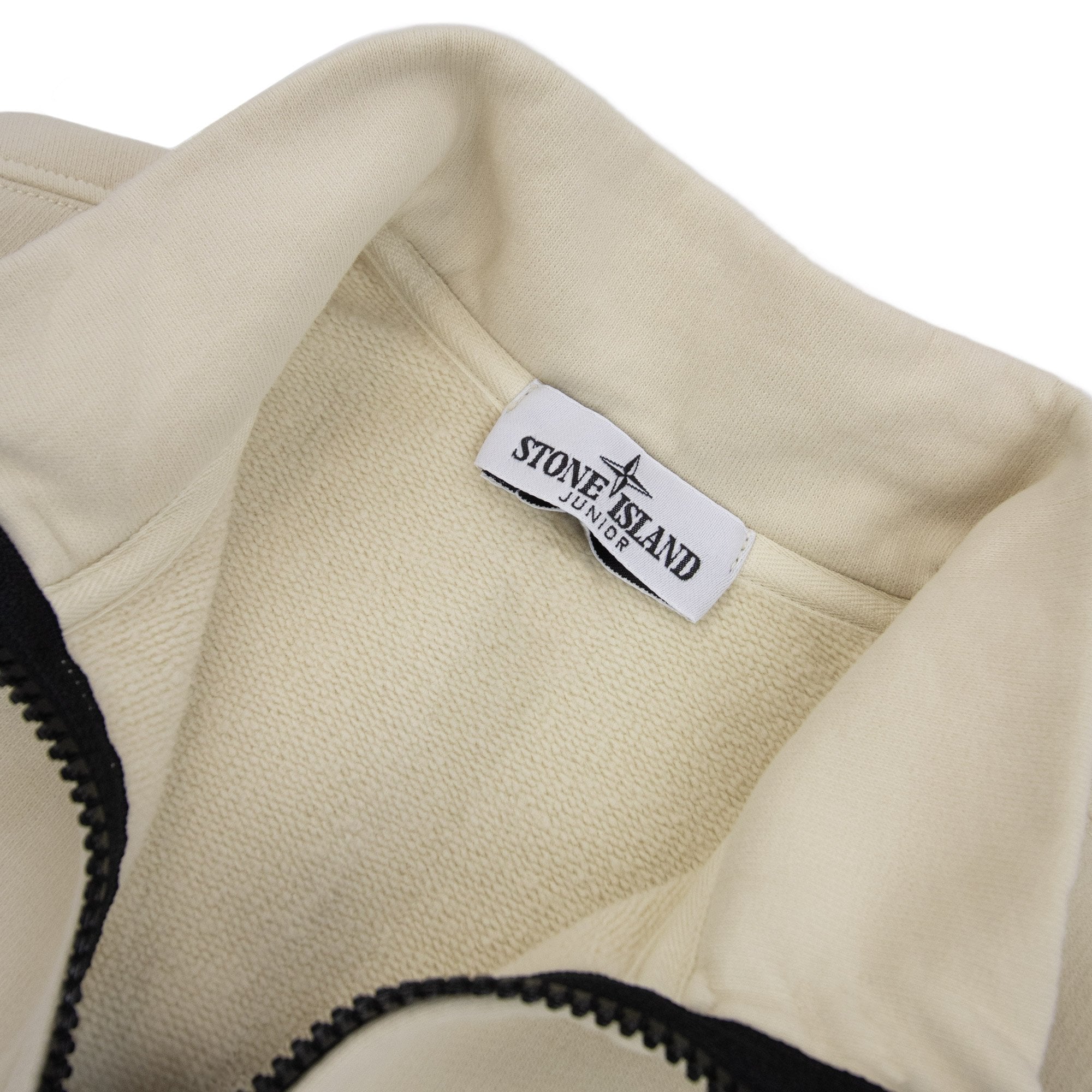 Stone Island Junior 6100002 Organic Fleece Zip Up Track Jacket Ivory V0093