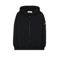 Stone Island Junior 6100003 Fleece Ribbed Details Zip Up Hooded Sweatshirt Black V0029
